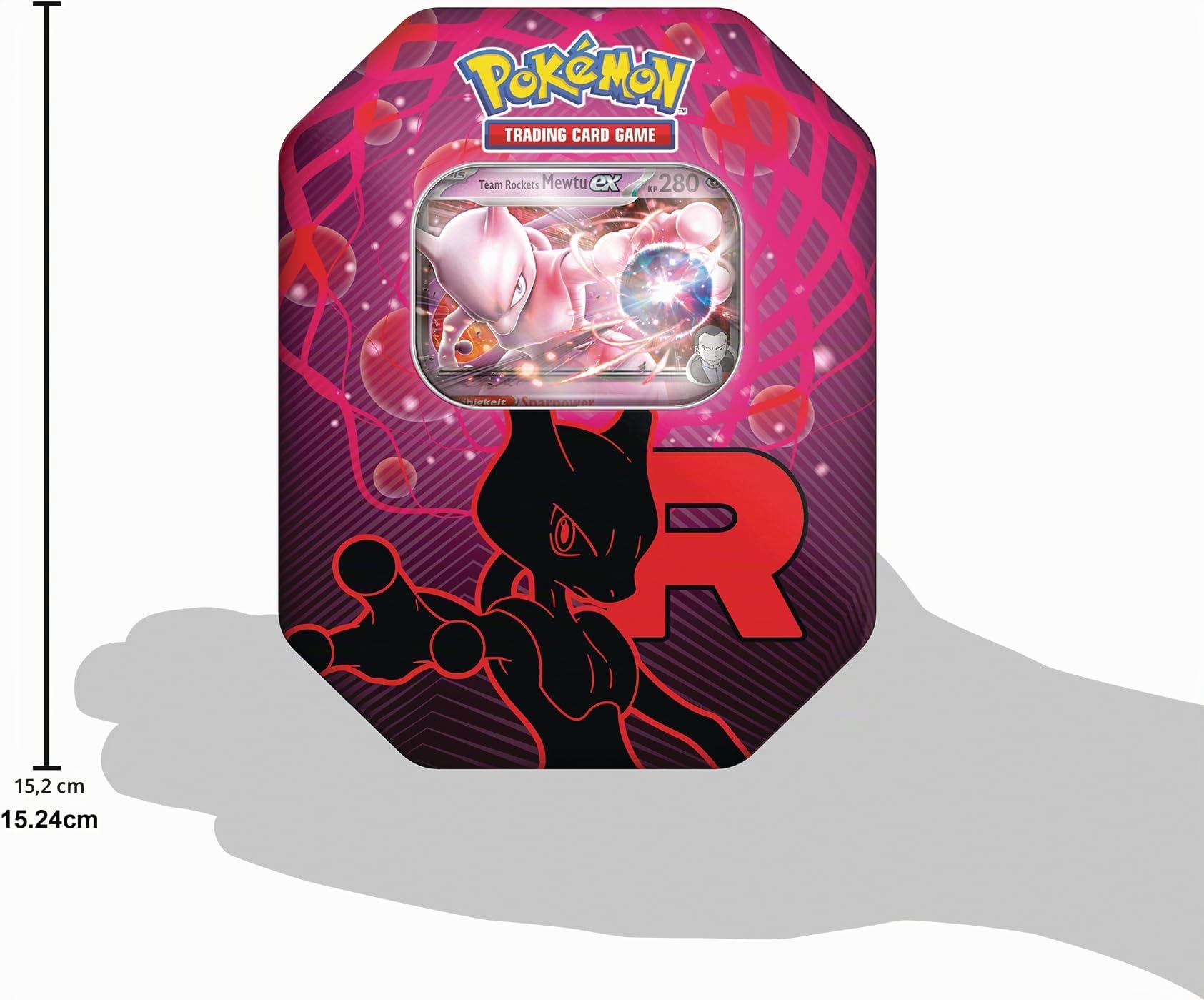 Pokémon - Gioco di carte collezionabili: Tin-Box Team Rocket – Mewtu-ex (1 carta promozionale olografica e 4 boosterpack)