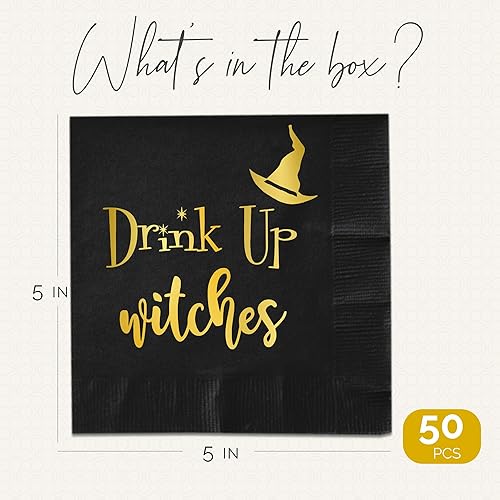 Miniatura 2 de 50 servilletas de Halloween de brujas de Drink Up  3 capas de papel de Halloween impresas en papel de Halloween servilletas de papel para fiestas