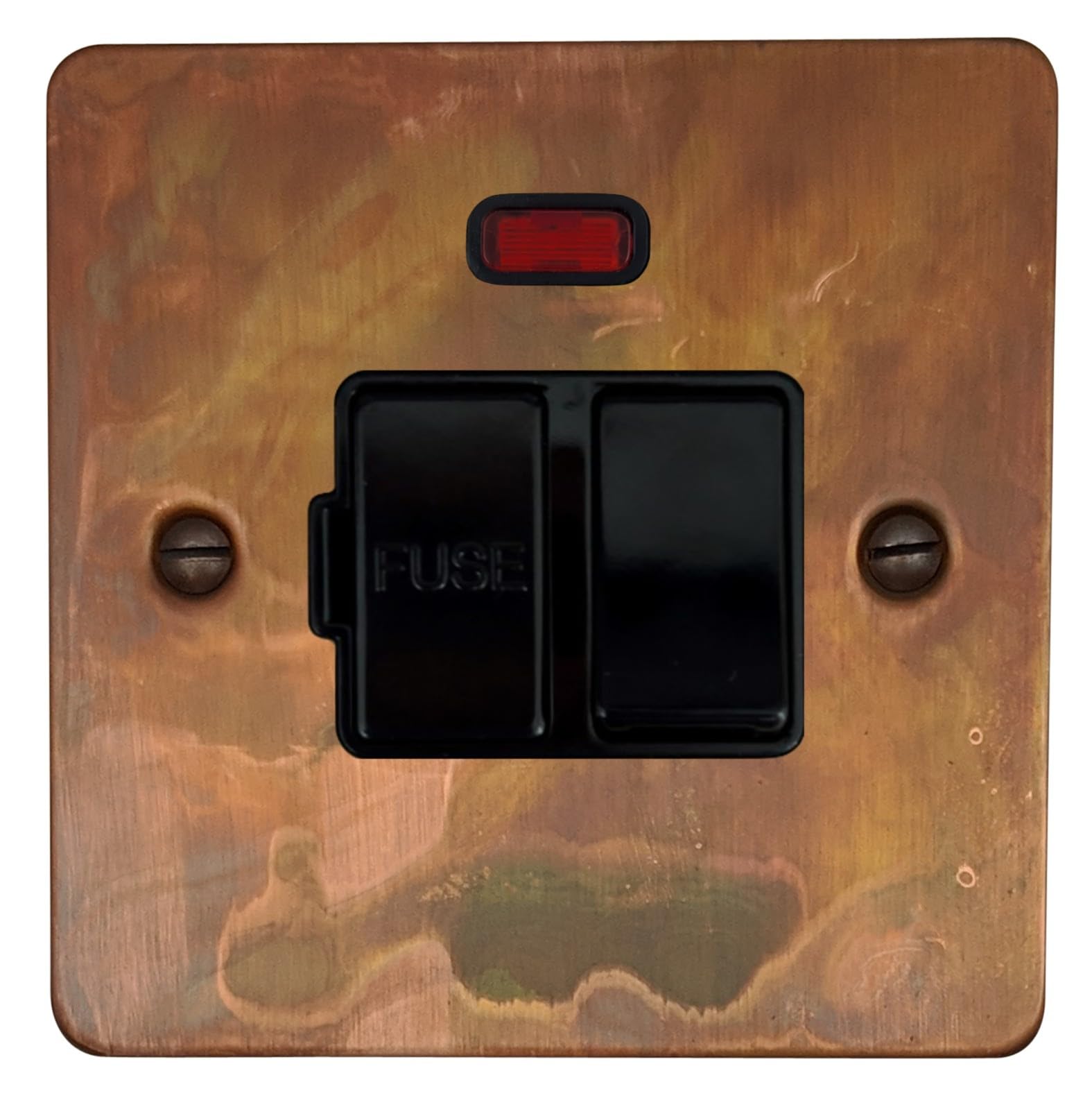 G&H Brassware G&H Ftc27b Flat Plate Tarnished Copper 1 Gang Fused Spur 13A Switched & Neon