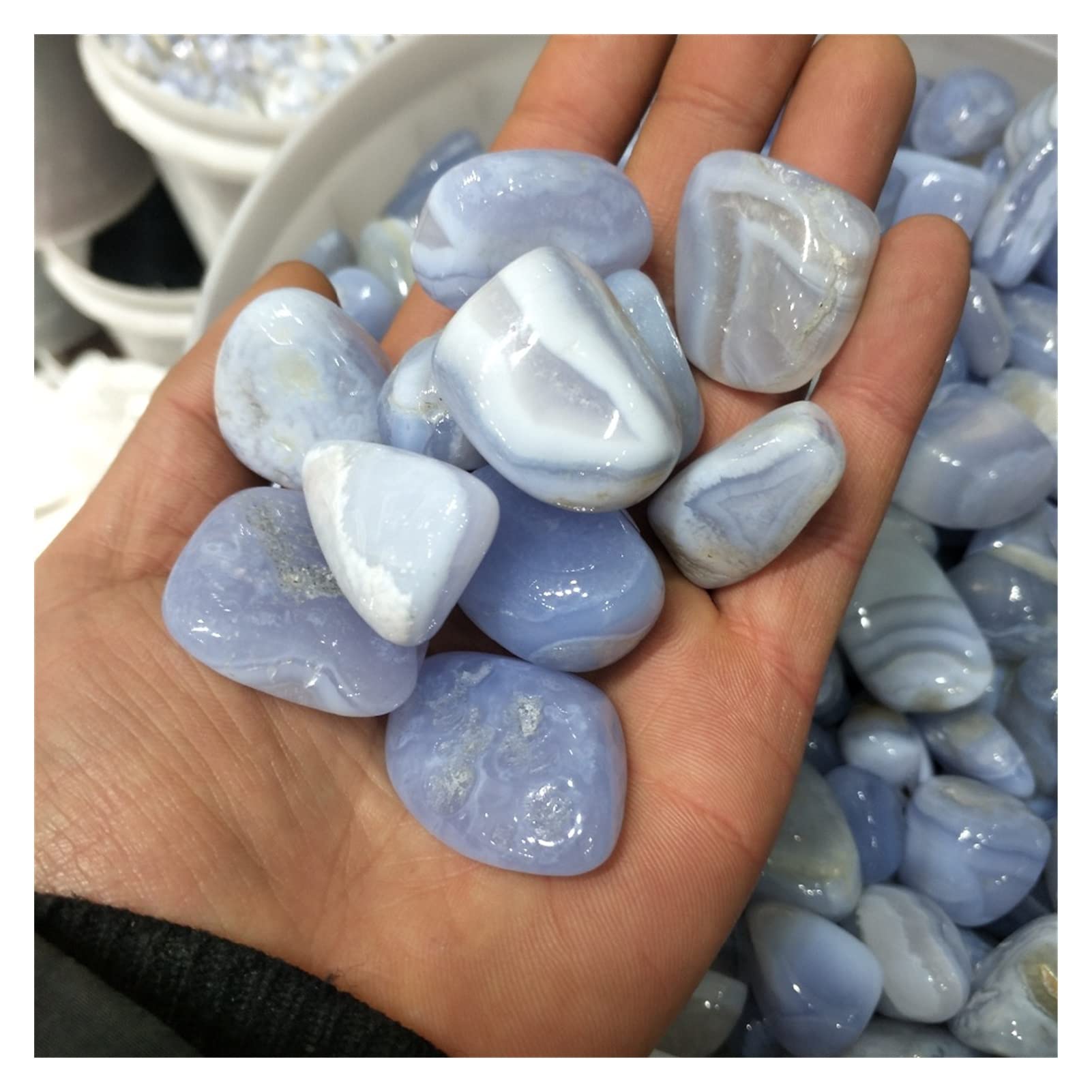 Piedra de Cristal Natural 500 g de ágata Azul Natural procesamiento de la Grava de Piedra Pulida de Cuarzo como decoración de Acuario decoración de Boda Acuario