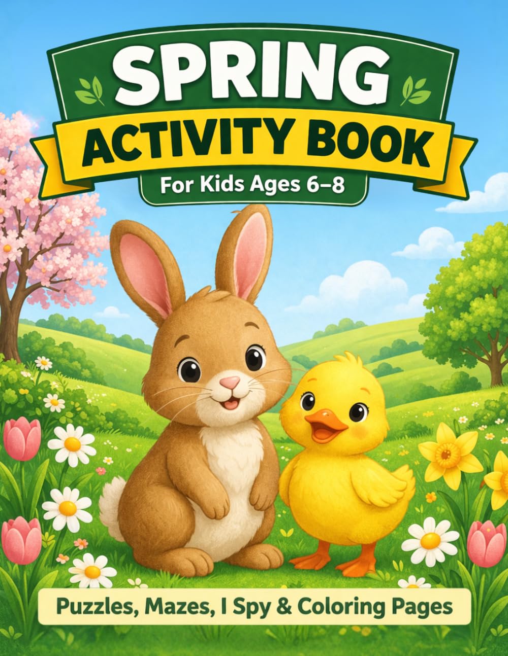 Spring Activity Book for Kids Ages 6–8: Puzzles, Mazes, I Spy, Coloring Pages & More