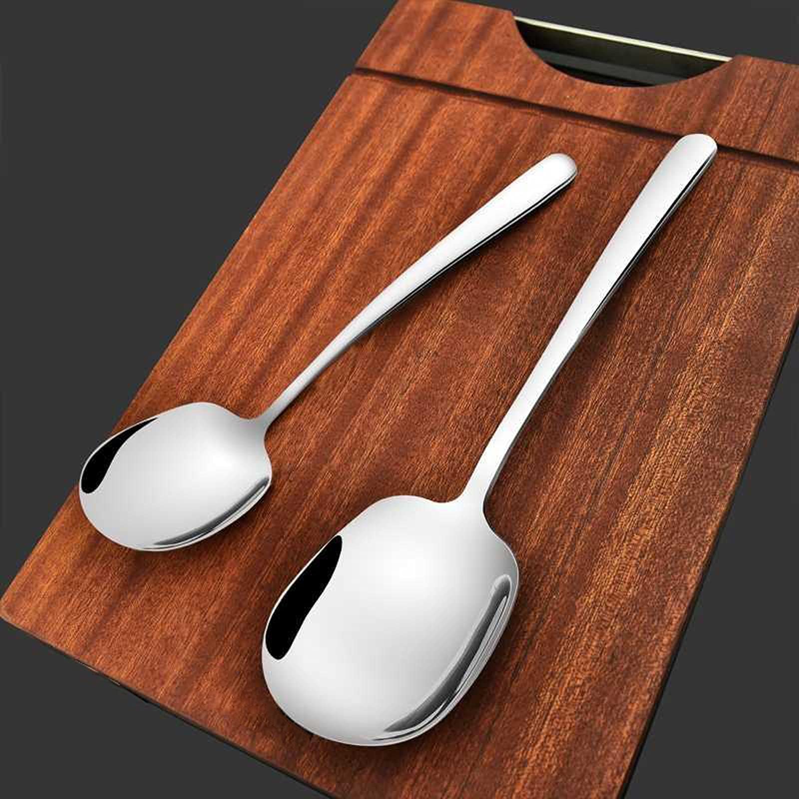 Cucharas de Café, Té 304 Cuchara pública de acero inoxidable Mango largo Distribución Distribución de Spoon Hotel Restaurante Cuchara pública Distribución Cuchara Cantina Distribución Cuchara 1pcs Cuc