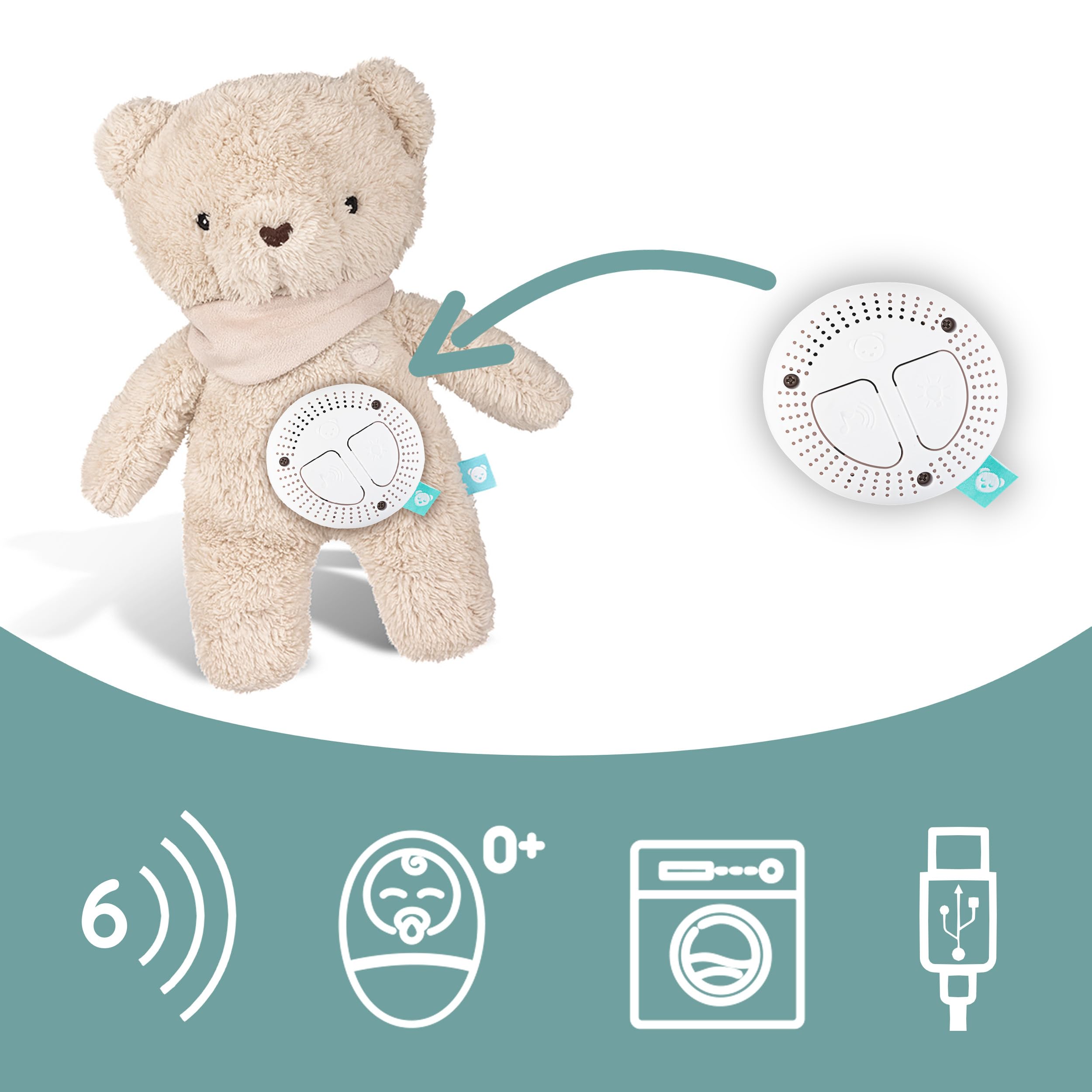 myHummy Bear Beige Duo - Sonno con app - Musica per dormire & Baby Comfort