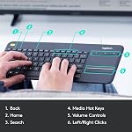 Logitech K400 Plus Wireless Touch TV Keyboard with Easy Media Control and Built-in Touchpad, HTPC Keyboard for PC-Connected TV, Windows, Android, ChromeOS, Laptop, Tablet - Black