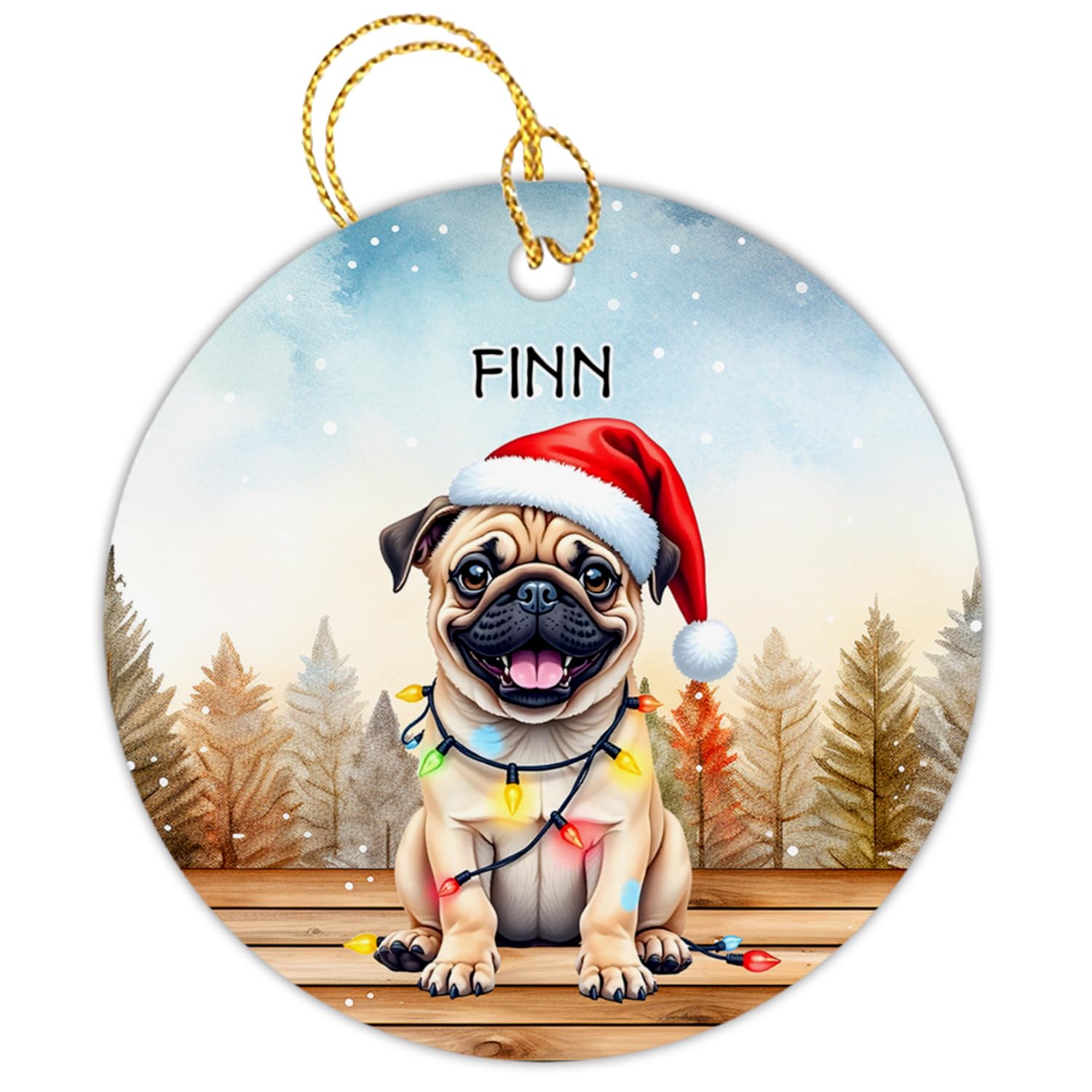Customized Pug Dog Keepsake Ornament Christmas 2025 - Personalized Pet Lovers Xmas Gift With Name - Custom Puppy Decorations Present for Pug Owners