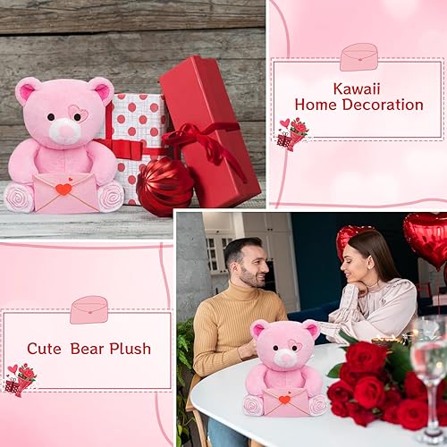 Miniatura 2 de Hagusahuo Peluches para el día de San Valentín, peluche de oso de San Valentín, lindo muñeco de peluche, oso rosa, regalo para el día de San