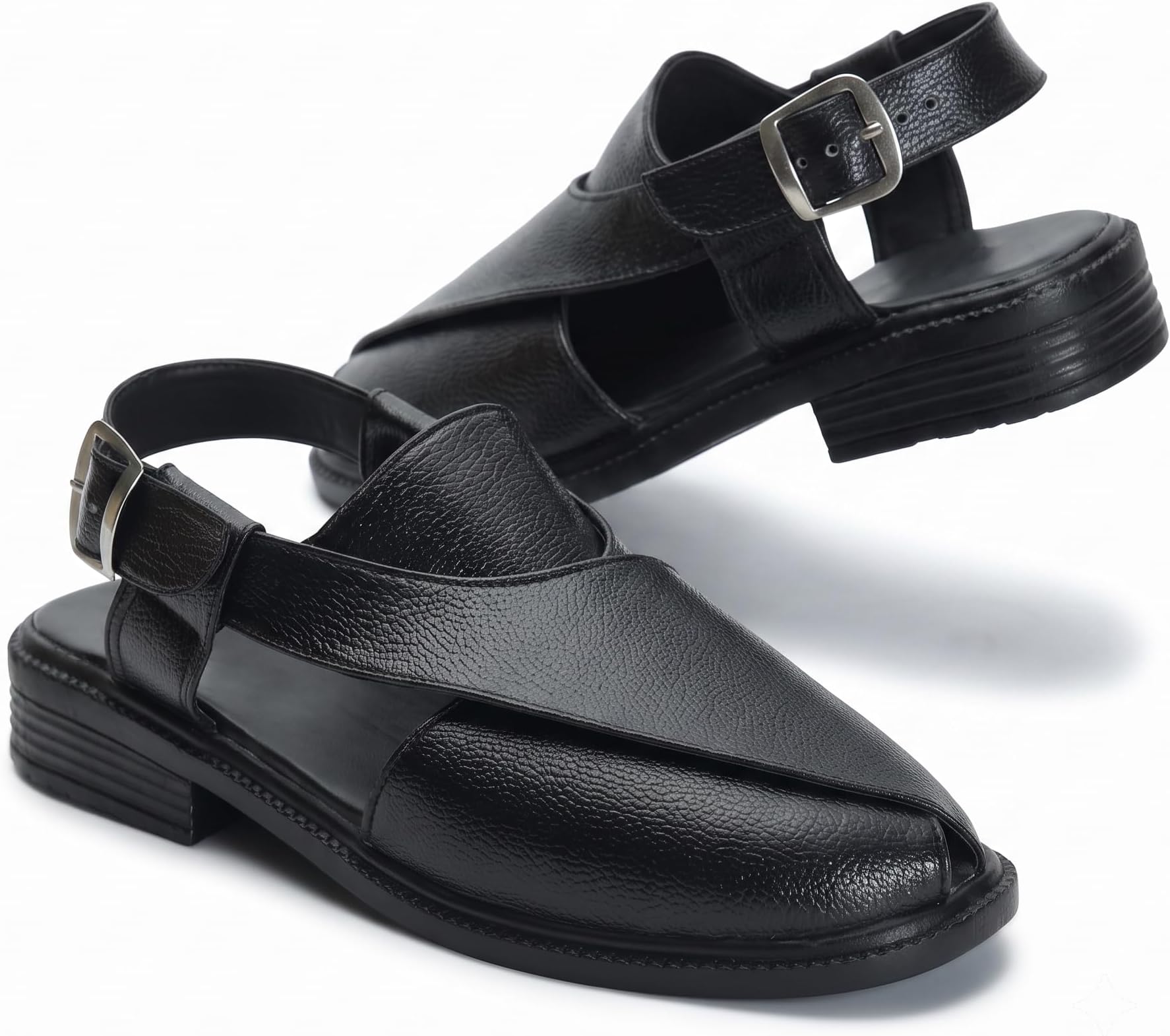 Peshawari Sandals for Men | Faux Leather Traditional Ethnic Sandals | Comfortable Slip-On Footwear for Kurta Pajama, Wedding, Festive & Casual Wear