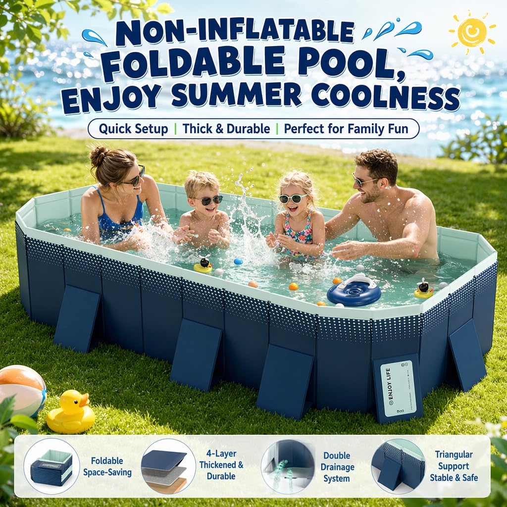 Piscina para niños pequeños, piscina plegable segura poco profunda con superficie lisa de PVC para niños pequeños y bebés, piscina de jardín de configuración rápida para juegos sensoriales y diversión