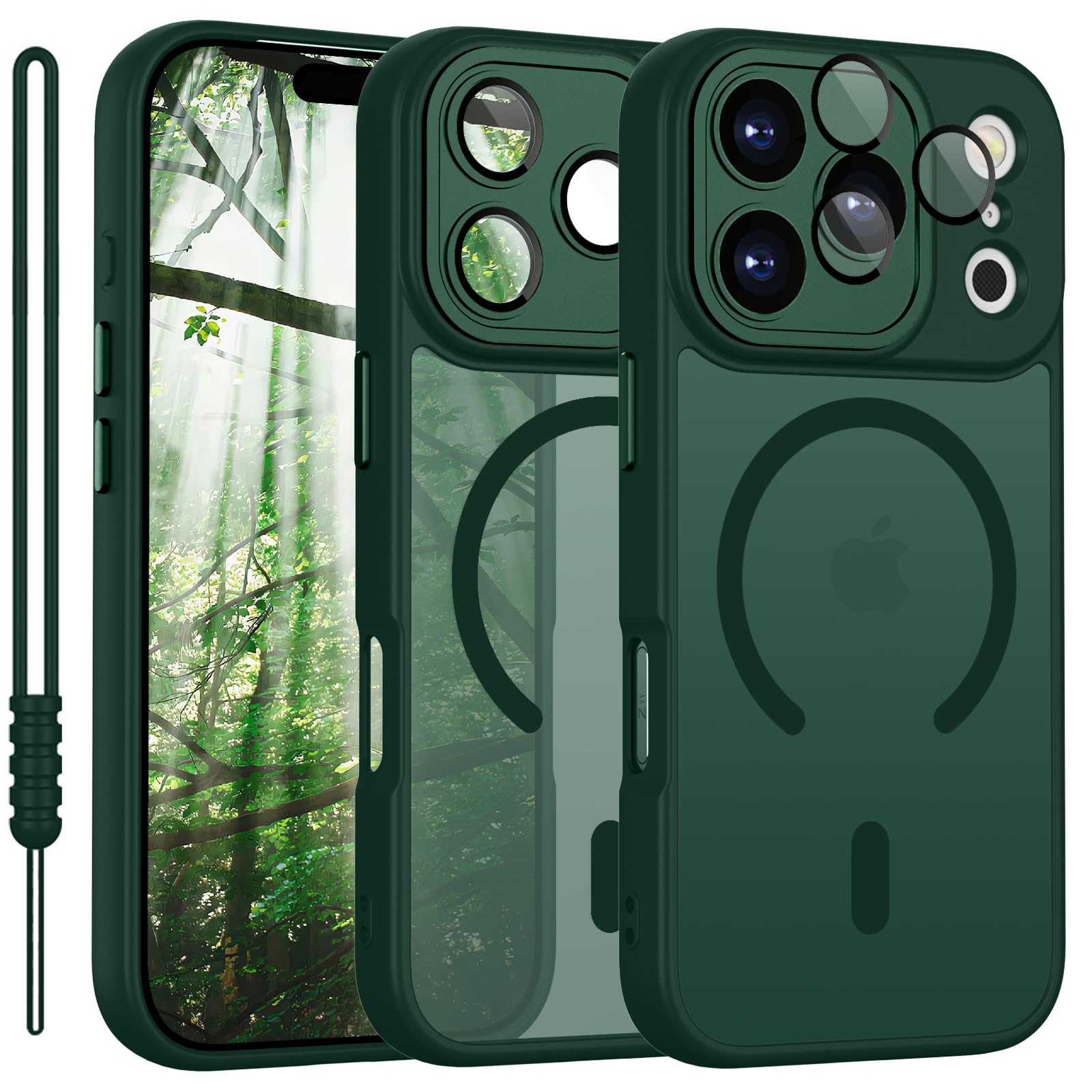 YUANDMI für iPhone 17 Pro Hülle kompatibel mit MagSafe, Handyhülle für iPhone 17 Pro Magnetisch Matte Touch Kameraschutz, rutschfest Kratzfest Schutz Stoßfest Hülle Matt Grün