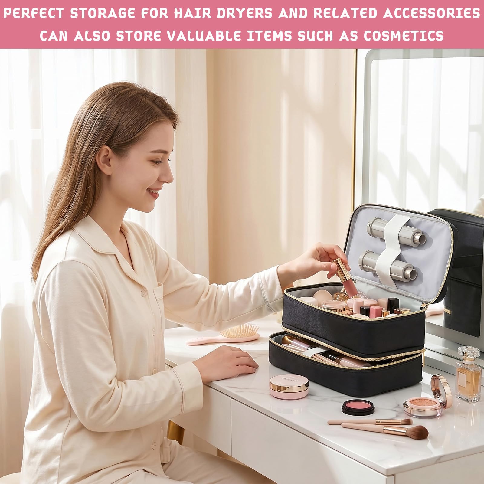 Estuche Transporte Viaje Compatible con Dyson Airwrap Styler, Organizador Portátil de Gran Capacidad para Secador De Pelo y Accesorios