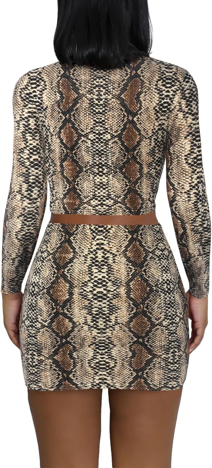 Women's Two Piece Skirt Sets - Long Sleeve Crop Tops and High Waisted Mini Y2K Bodycon Pencil Skorts Skirts with Shorts - Image 5