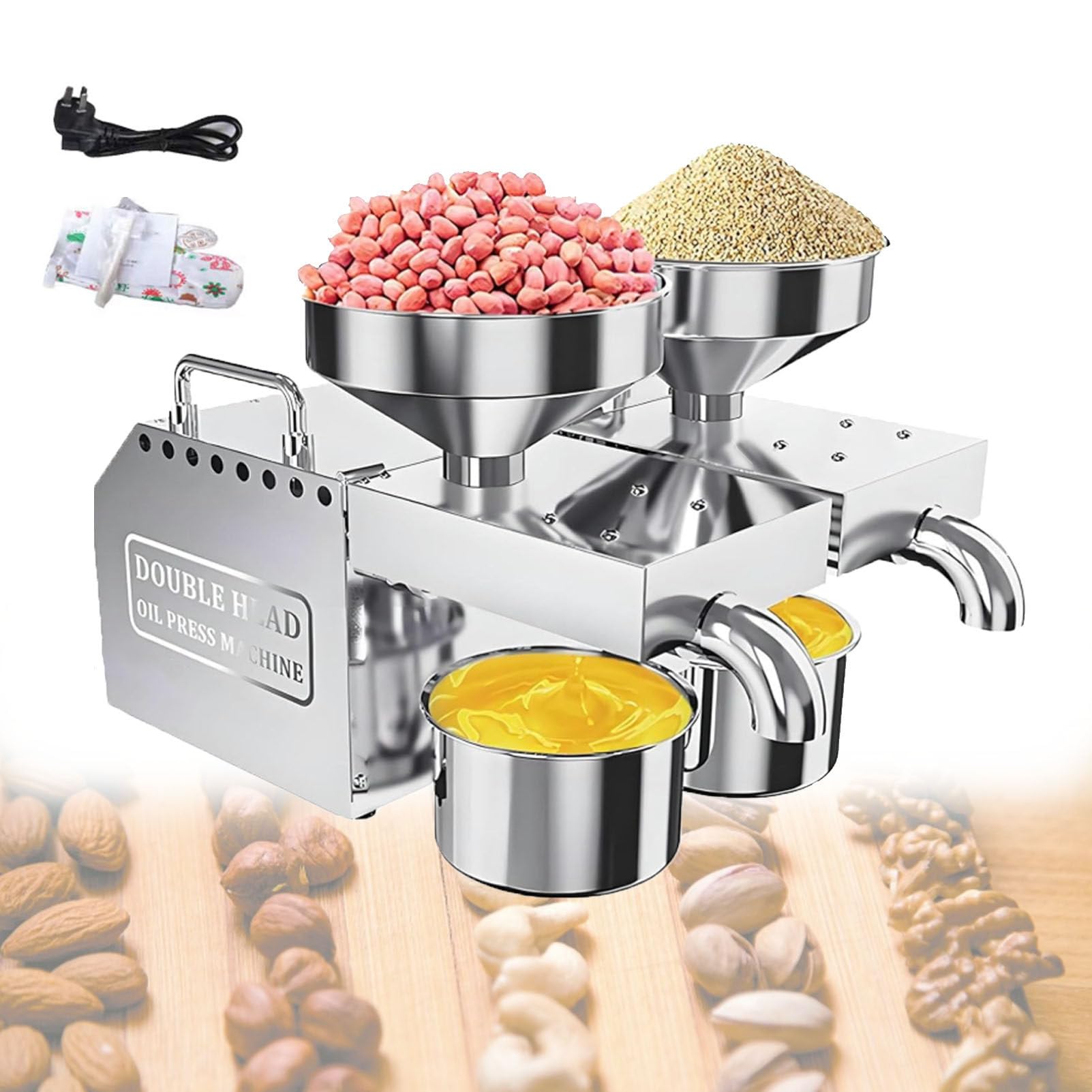 Pfps Stainless Steel Automatic Hot & Cold Press Oil Machine, Mill Maker Extractor for Peanut, Sesame, Sunflower Seeds, Suitable for Home and Small Business