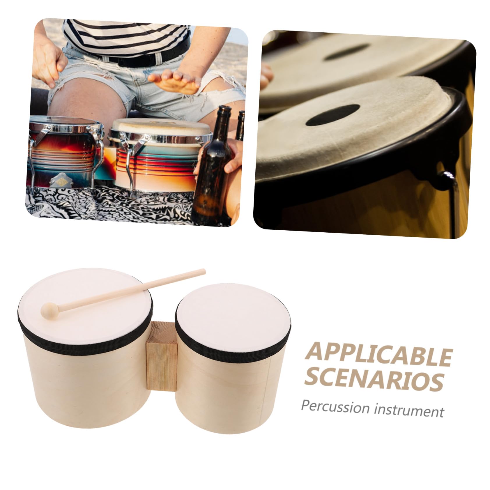 ibasenice Holz-bongos Musik-trommel Mit Holzschlägeln Und Trommelflächen Percussion-instrument Für Tanz Musikunterricht Und Partys
