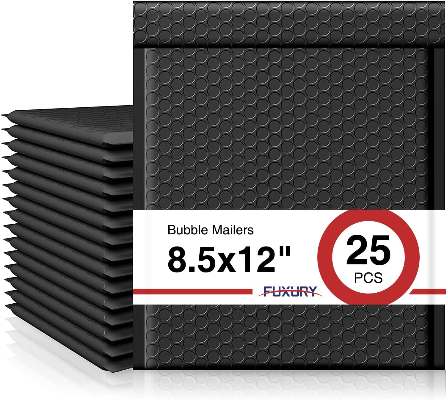 Fuxury Bubble Mailer 8.5x12" Padded Envelopes 25 Pack Self-Seal Adhesive Padded Mailers Usable Size 8.5x11 Inch Water Resistant Shipping Bags for Mailing,Packaging,Small Business,Shipping,Black #2