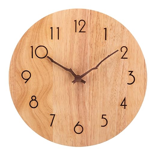 Wall Clock Made of Wood Oak No Tickers Noiseless – 30 cm