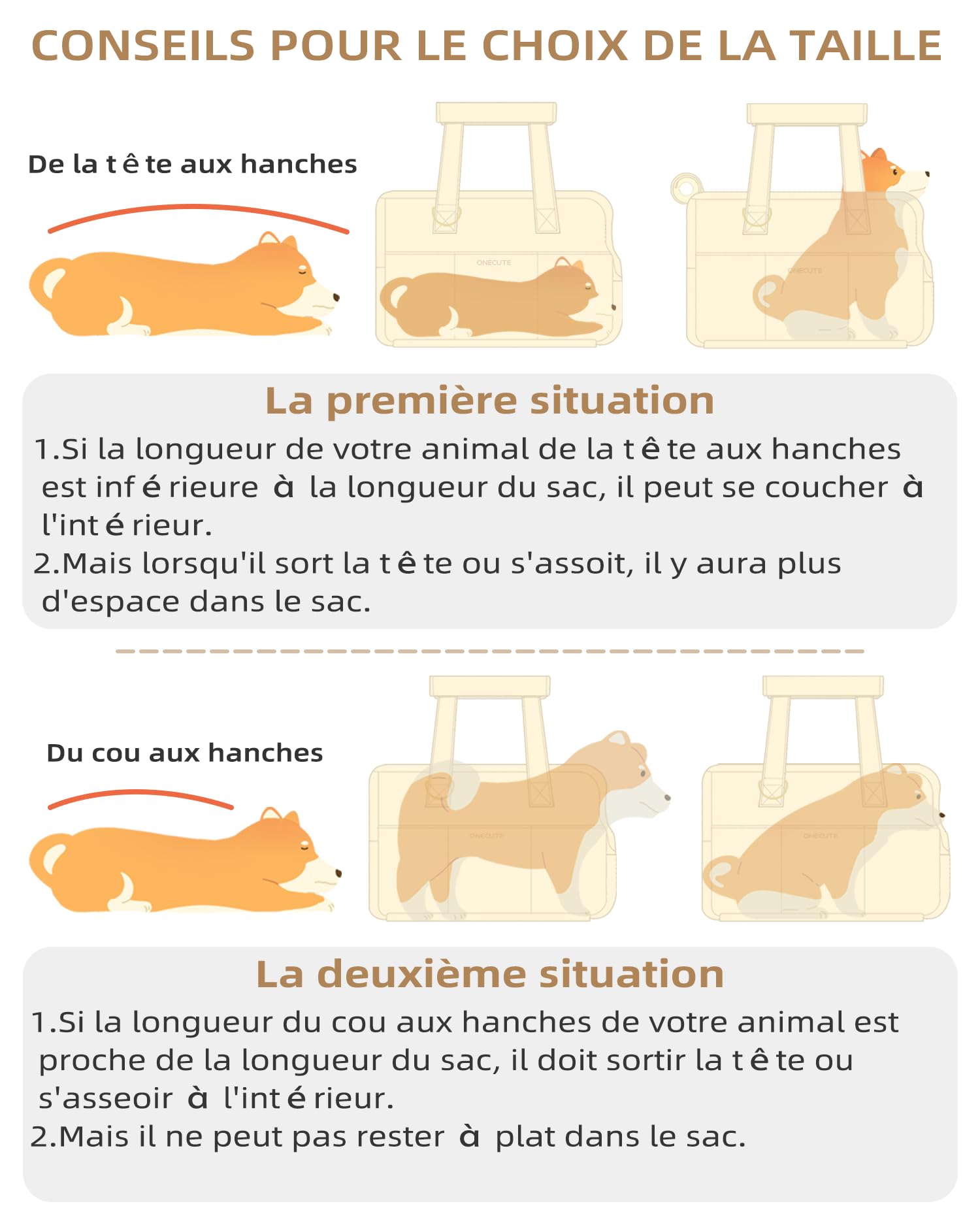 ONECUTE Sac de Transport pour Chat Chien Respirant et Pliable Sac de Voyage Sac à Main Chien pour Petit Animaux Capacité de Charge Jusqu'à 7.5 kg (Medium, Grey)