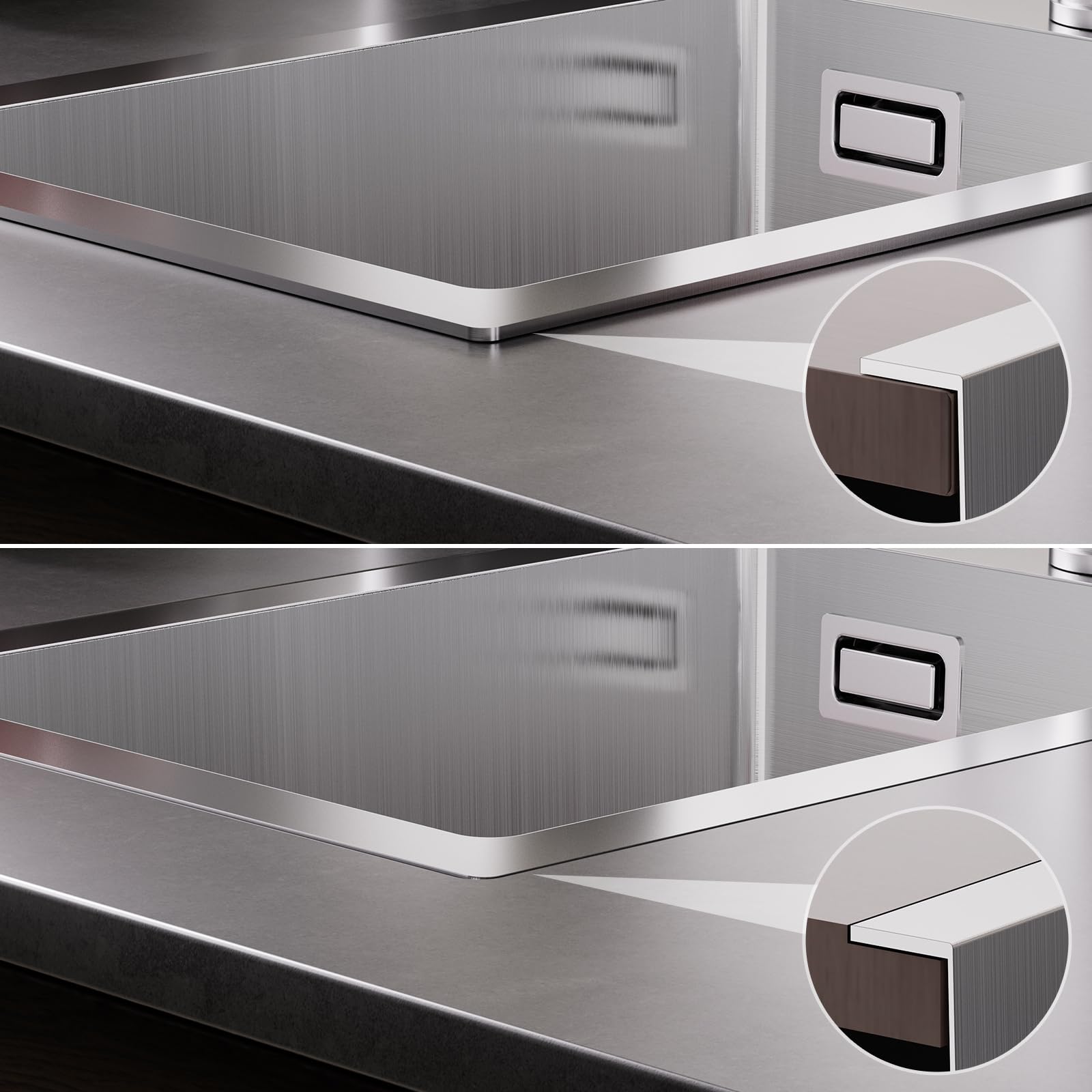 CECIPA Lavello Cucina 1 Vasca 30 x 45cm, Lavandino Cucina in Acciaio Inox quadrato, Lavabo Piccolo Montaggio Incasso o Superiore, Superficie Spazzolata, con Sifone