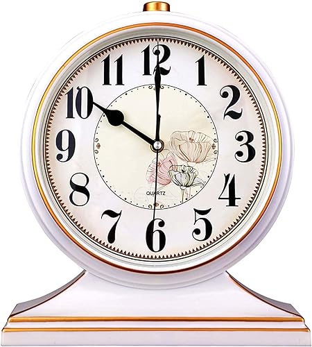 Miniatura 7 de rnuie Reloj de escritorio para decoración de mesa, reloj de repisa retro, funciona con pilas para chimenea, sala de estar, dormitorio, oficina, Negro