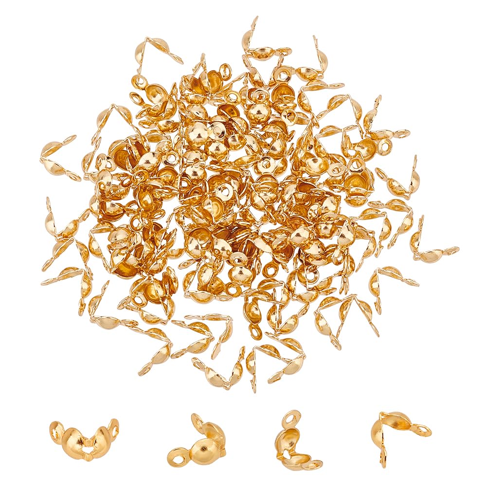 Beebeecraft 400Pcs 18K Gold Plated Bead Tips - 3mm Clamshell Knot Covers For DIY Jewelry Making - View #7