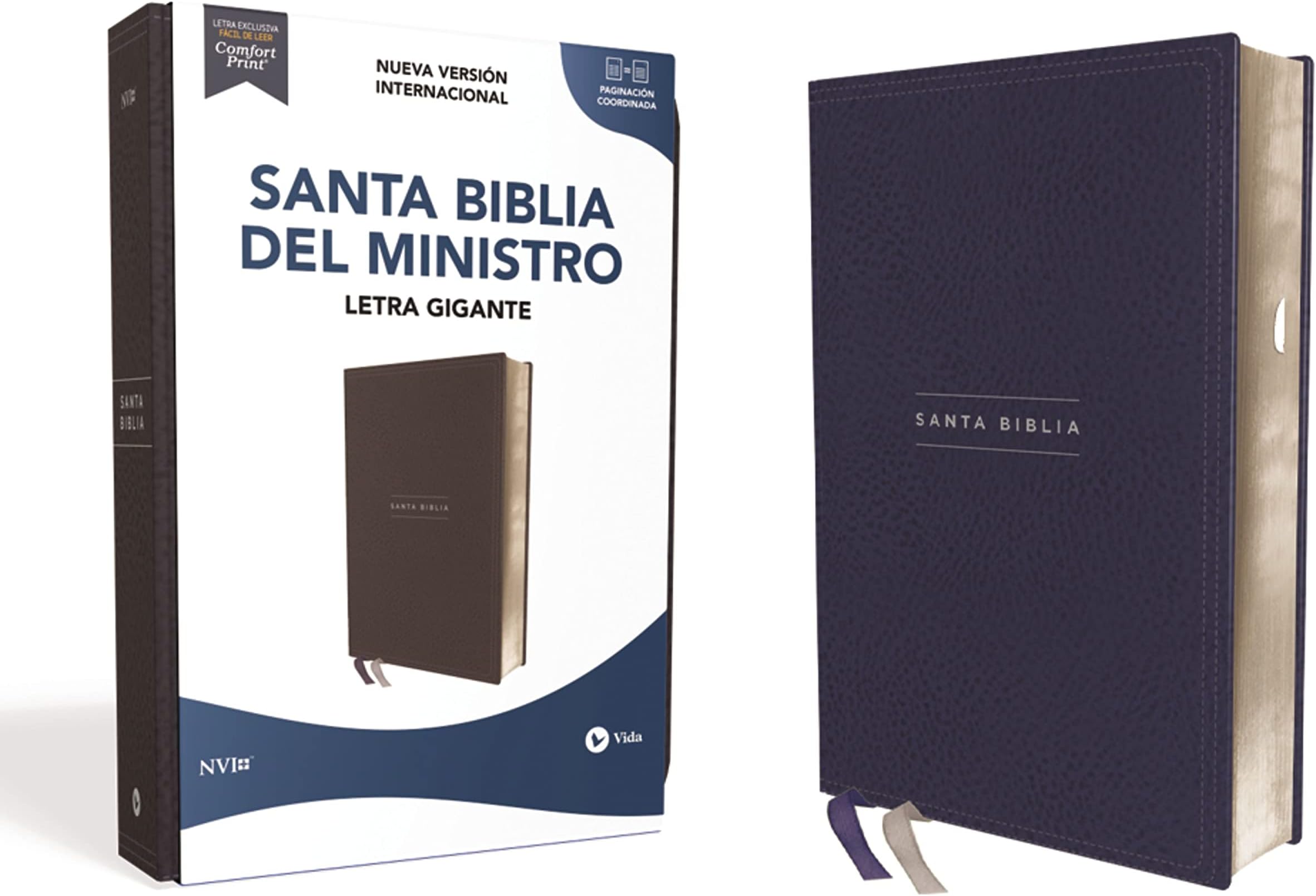 NVI, Biblia del Ministro, Revisión 2022, Letra gigante, Leathersoft, Azul marino, con Índice, Palabras de Jesús en Rojo, Comfort Print (Spanish Edition)