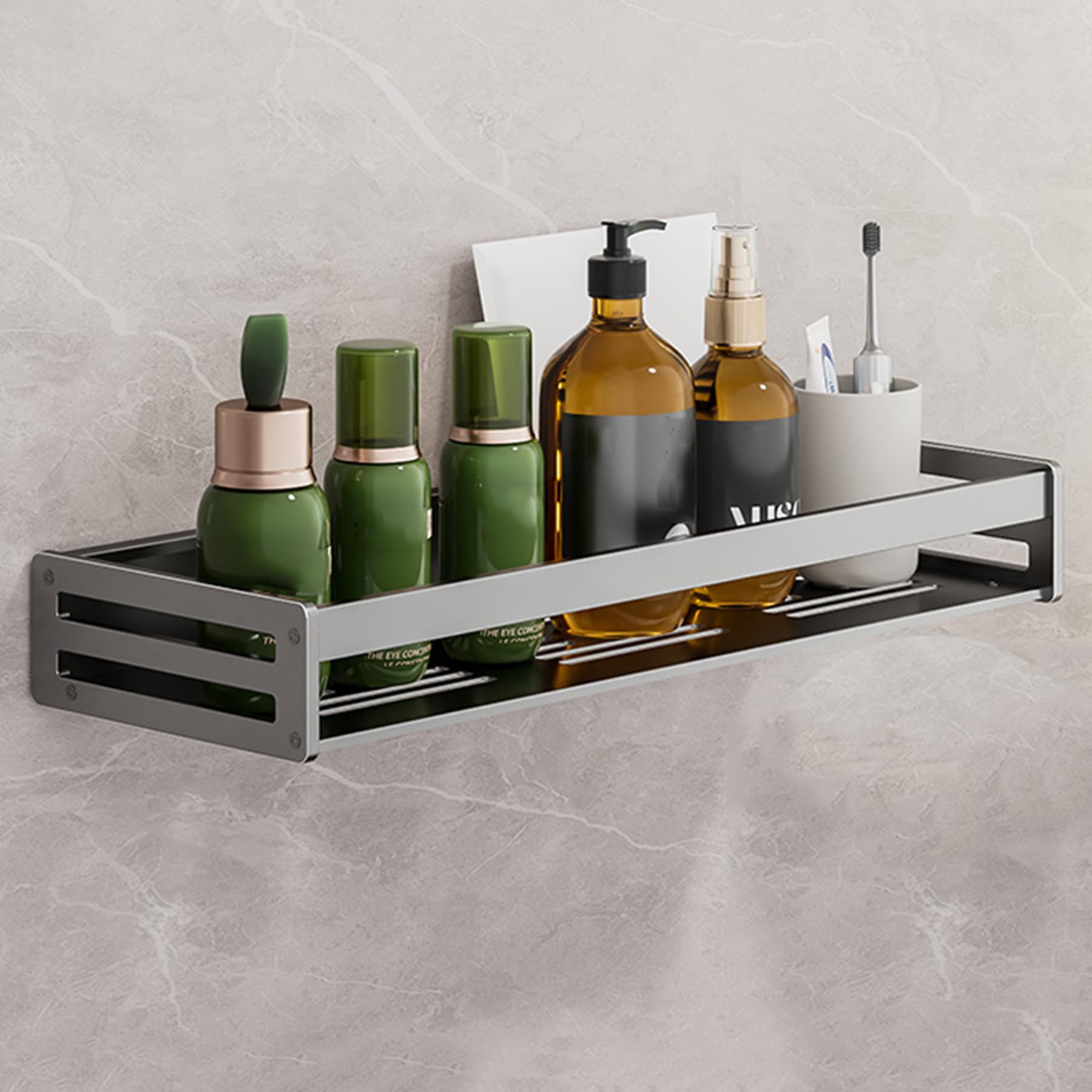 SRURLLUG Adhesive Shower Caddy 2 Pack No Drilling Wall Mounted Shower Shelves Large Capacity Rustproof Bathroom Organizer Shower
