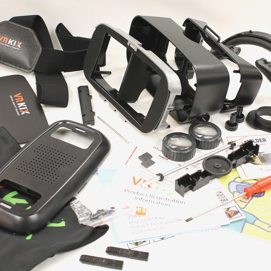 VRBuilder - The DIY Build & Learn Virtual Reality VR Viewer Headset Maker Kit You Build Yourself, works with Smartphones, Compatible with Google Cardboard Apps Includes our FREE app