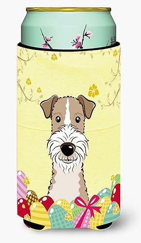 Miniatura 1 de Caroline's Treasures BB1929TBC Fox Terrier de pelo de alambre para caza de huevos de Pascua para niño alto, abrazador de latas, funda para enfriar,