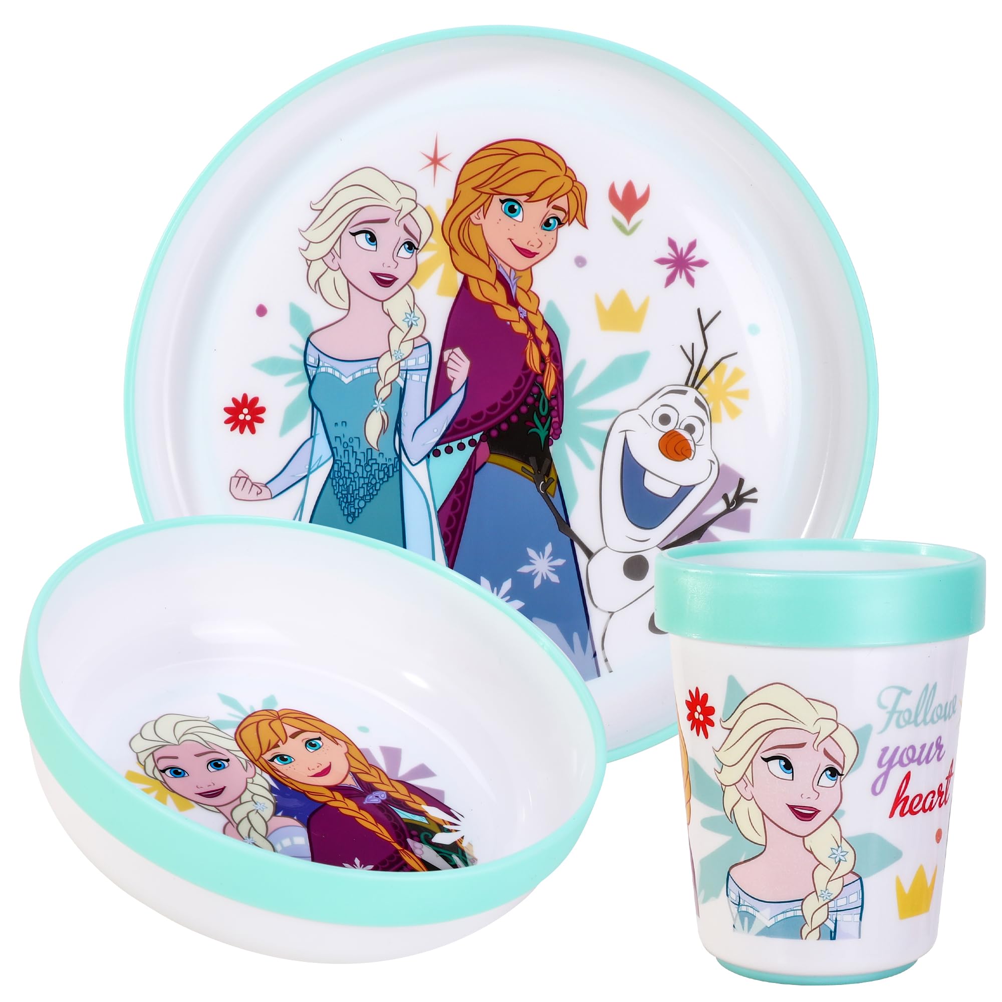 Disney Frozen 3pcs Reusable Bicolor Kids Dinner Tableware Set