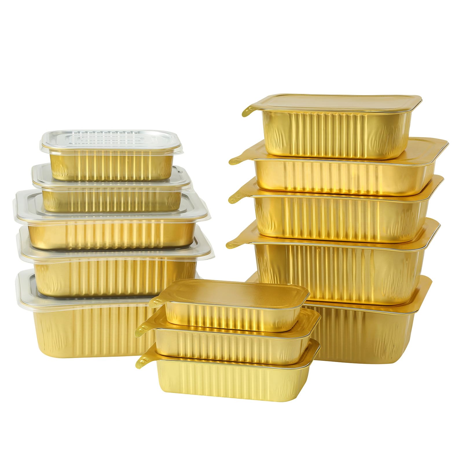 FoilTrust to Go Food Containers with Lids Trial Set, Gold Take Out Food Containers, to Go containers Full Size Product Sample for Restaurant, Catering