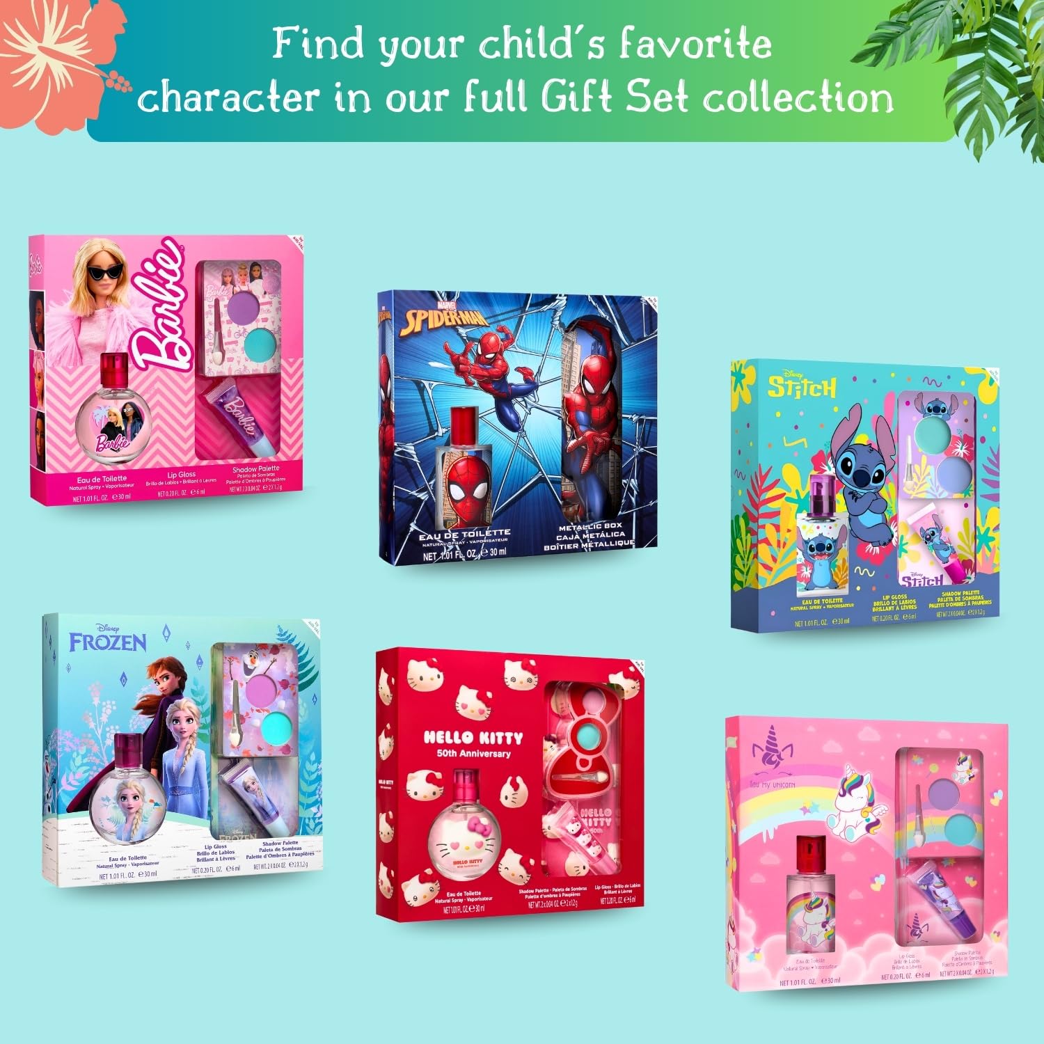 Disney Stitch, set regalo di profumo e trucco naturale per bambini – Eau de Toilette spray 30 ml, lucidalabbra e palette di ombretti con pennello | Regalo di bellezza sicuro, vegano e
