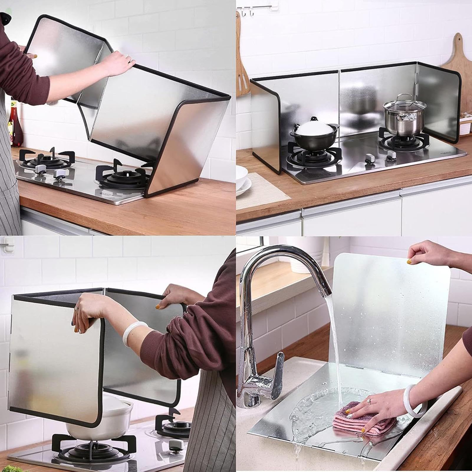 Splatter Guard - Escudo de estufa de acero inoxidable para protección de grasa, accesorio de cocina duradero con fácil limpieza, herramienta de cocina para hornear, seguridad alimentaria, friteu