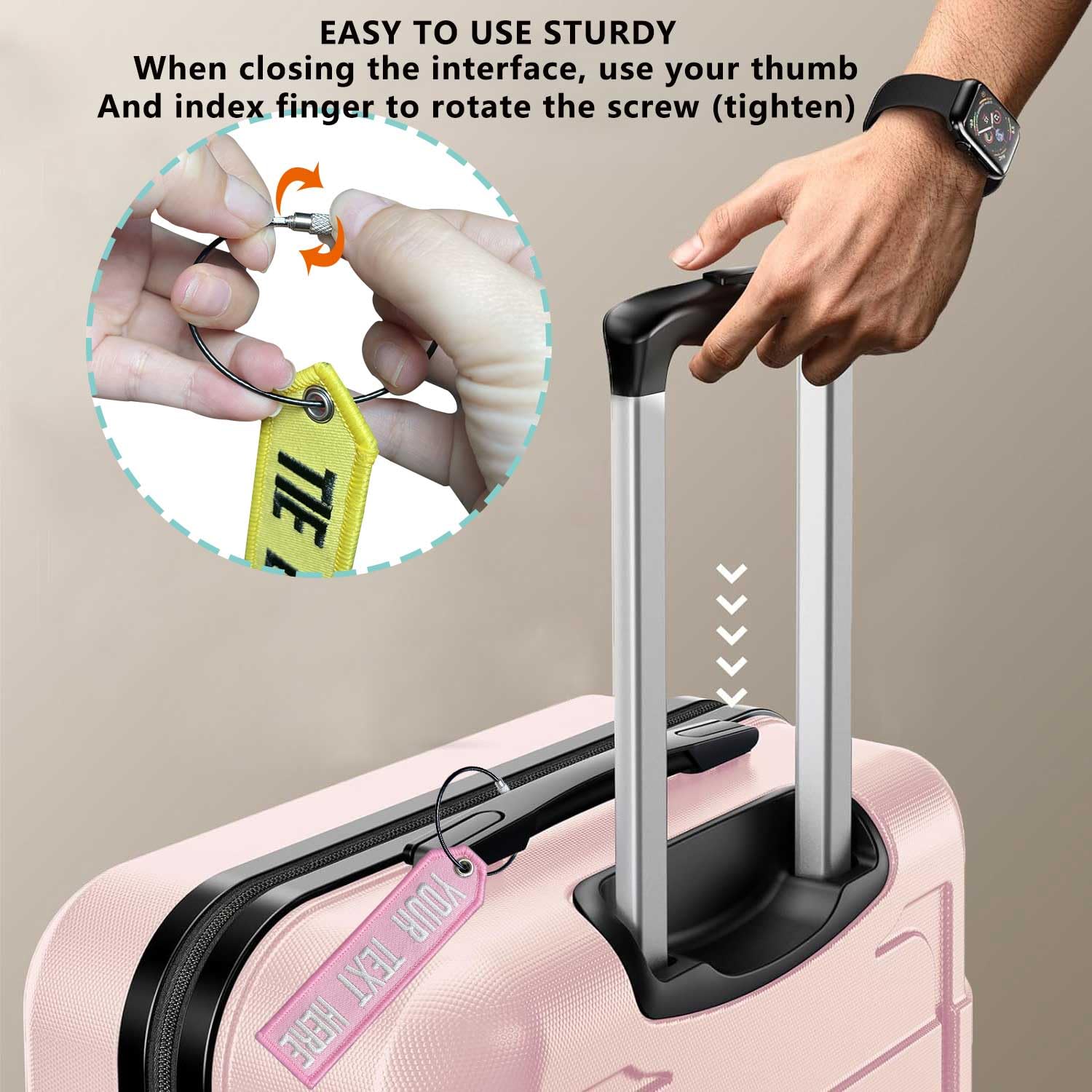 Etichetta Bagagli Ricamata Personalizzabile - Con Anello Acciaio, Per Valigie E Zaini - Foto 5