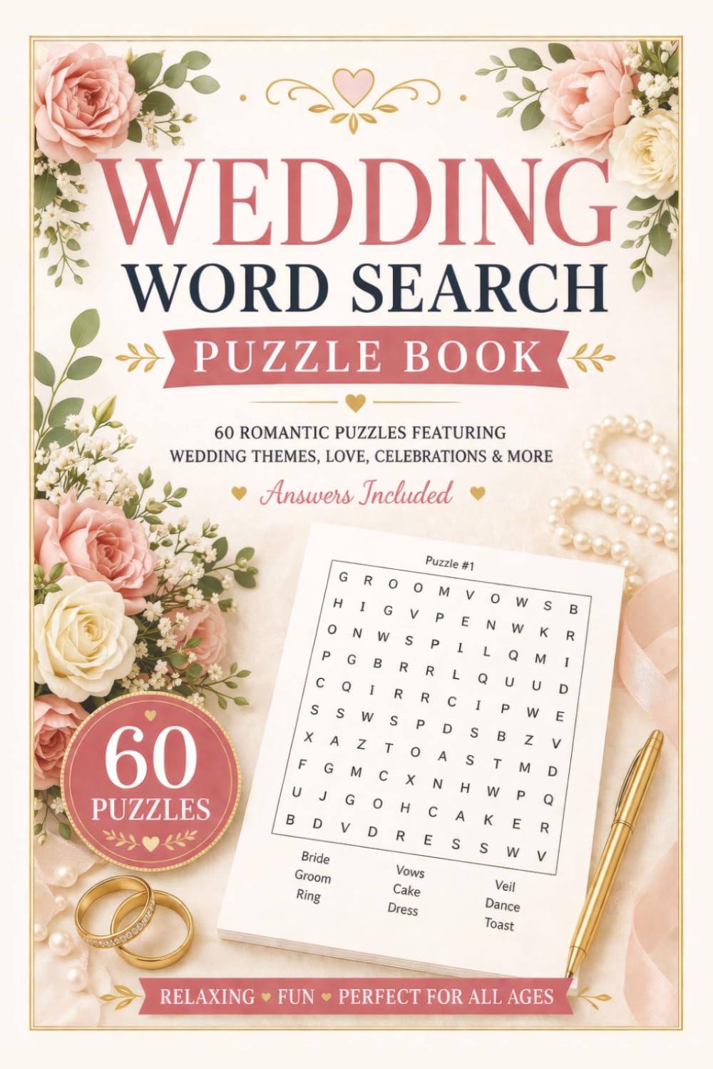 Wedding Word Search Puzzle Book for Adults: 60 Romantic Puzzles Inspired by Love, Marriage, Celebrations & Special Moments — Answers Included