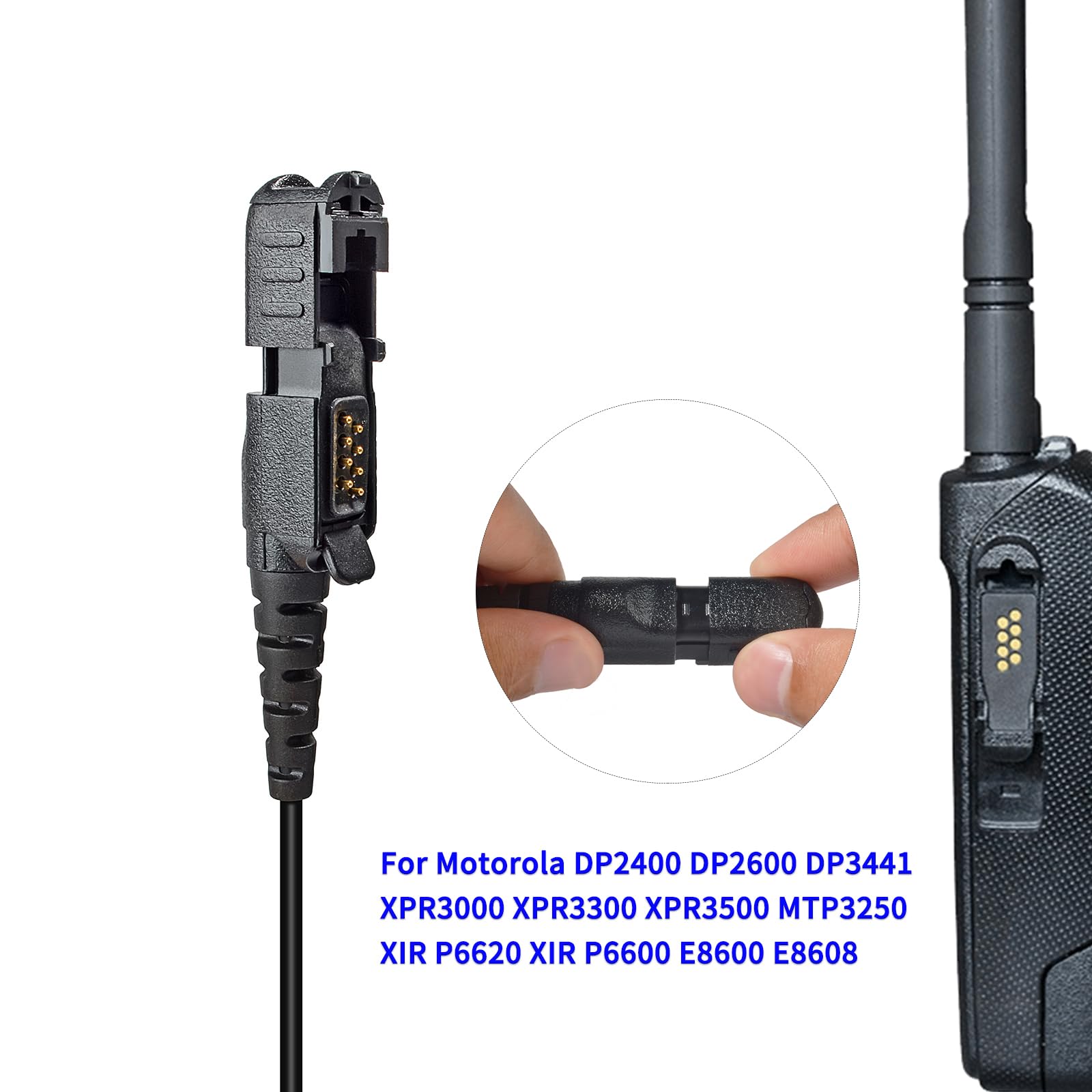 UAYESOK Oreillette radio multi-broches en forme de G compatible avec Motorola, casque de sécurité pour talkie-walkie avec microphone PTT pour Motorola DP2000 DP2400 DP2600 DP3441e DP3661 XPR3300e