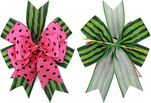 Miniatura 8 de Meseey 2 lazos grandes de arpillera de trébol de trébol de 12 x 10 pulgadas lazo de vacaciones para decoración de corona de puerta delantera