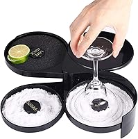 TonJin 3-Tier Cocktail Glass Rimmer for Margaritas - Salt, Sugar & Lime Juice Trays, Space-Saving Bartender Tool