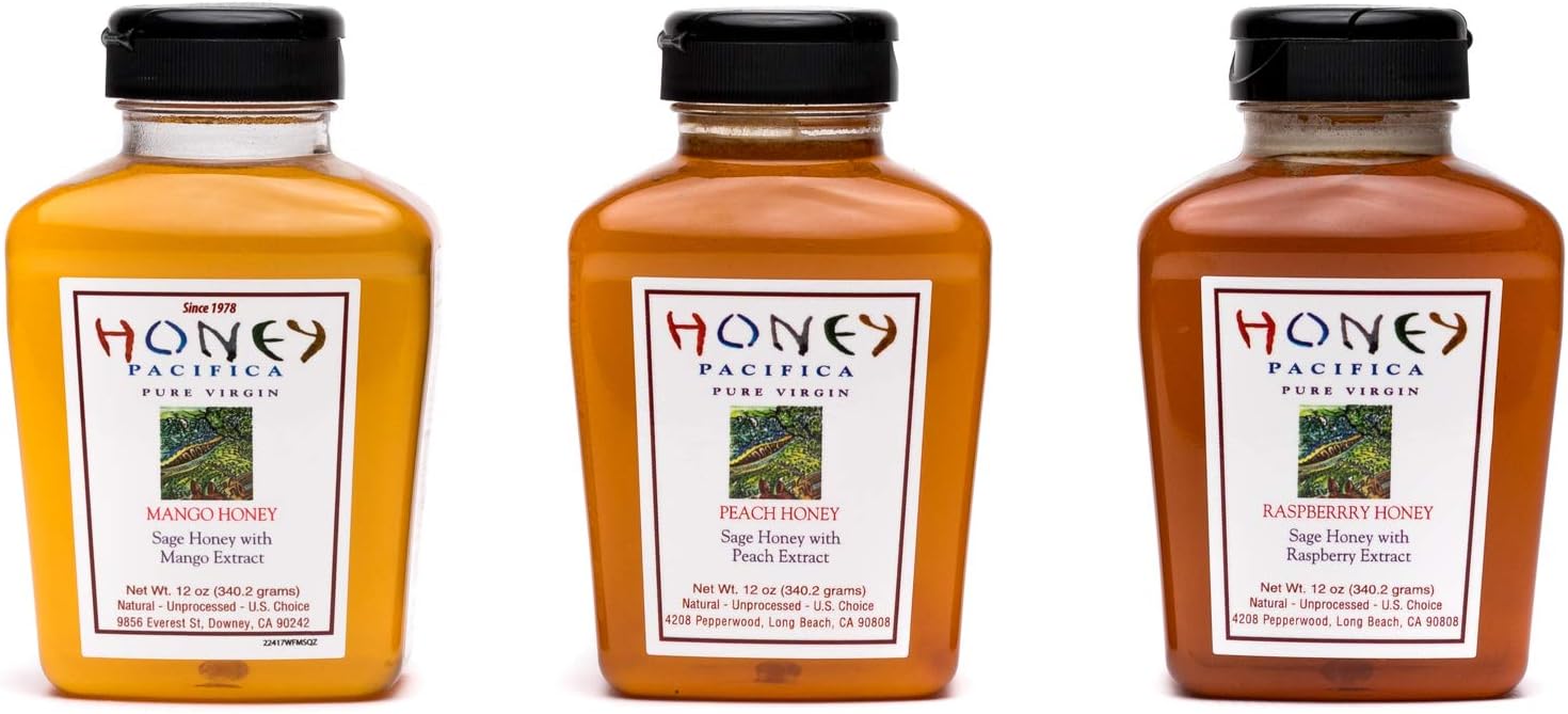 Variety Pack of Flavored Honey - Unfiltered, Unprocessed Honey Direct From a California Beekeeper - Honey Pacifica