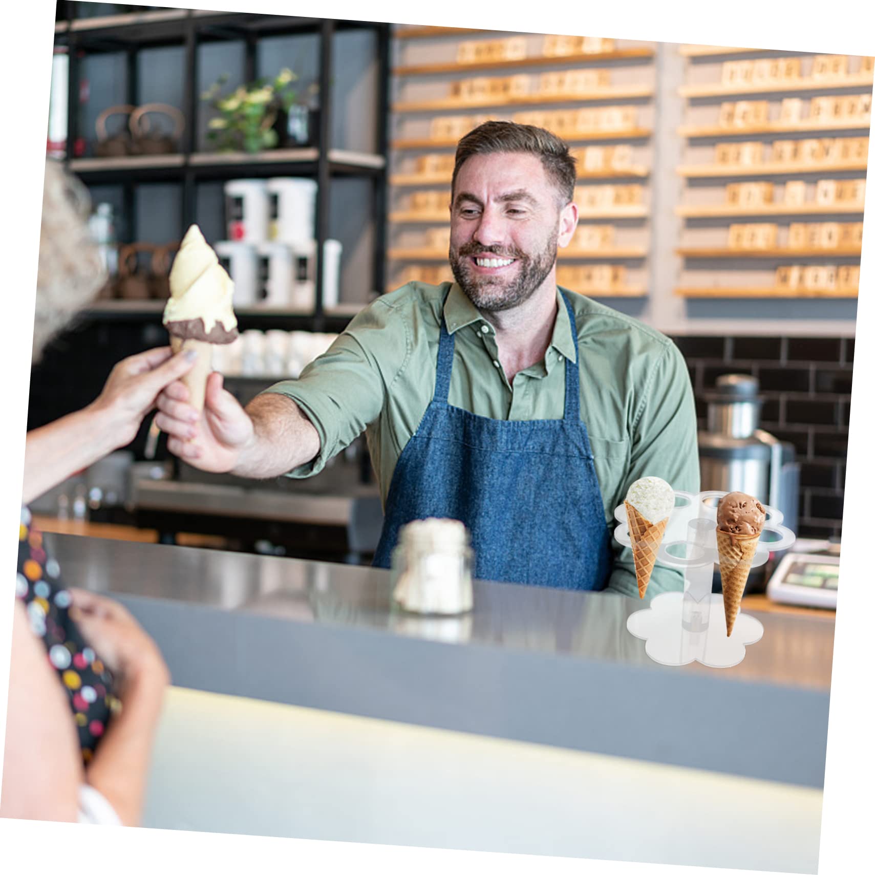 VINTORKY 8 Detachable Ice Cream Stand Cones Stand Popcorn Support Cream Horn Sweet Stand Ice Cream Cone Dispenser Drip Popsicle Holder Waffle Cone Cup Acrylic Ice Cream Holder