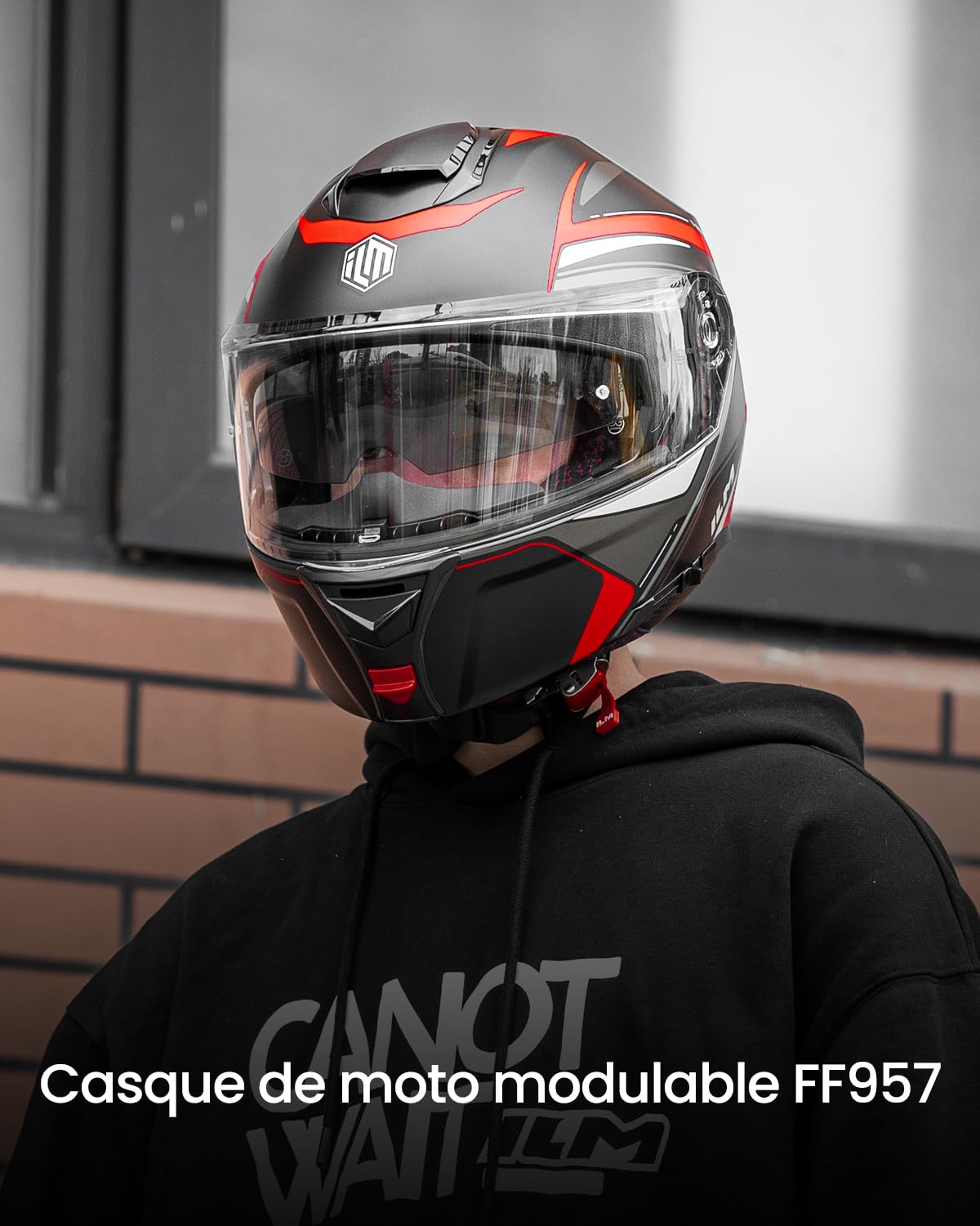 ILM Casque Modulable Moto Homme Femme avec Double Visière Casque Intégral Homologué ECE 22.06 Modèle FF957