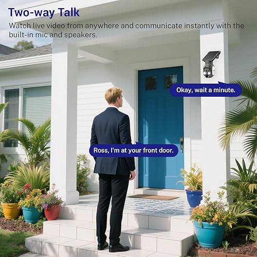 Vista 4 de Cámaras de seguridad solar 1080P inalámbricas para exteriores, visión panorámica/inclinación de 360°, WiFi de 2.4 GHz en el exterior con visión