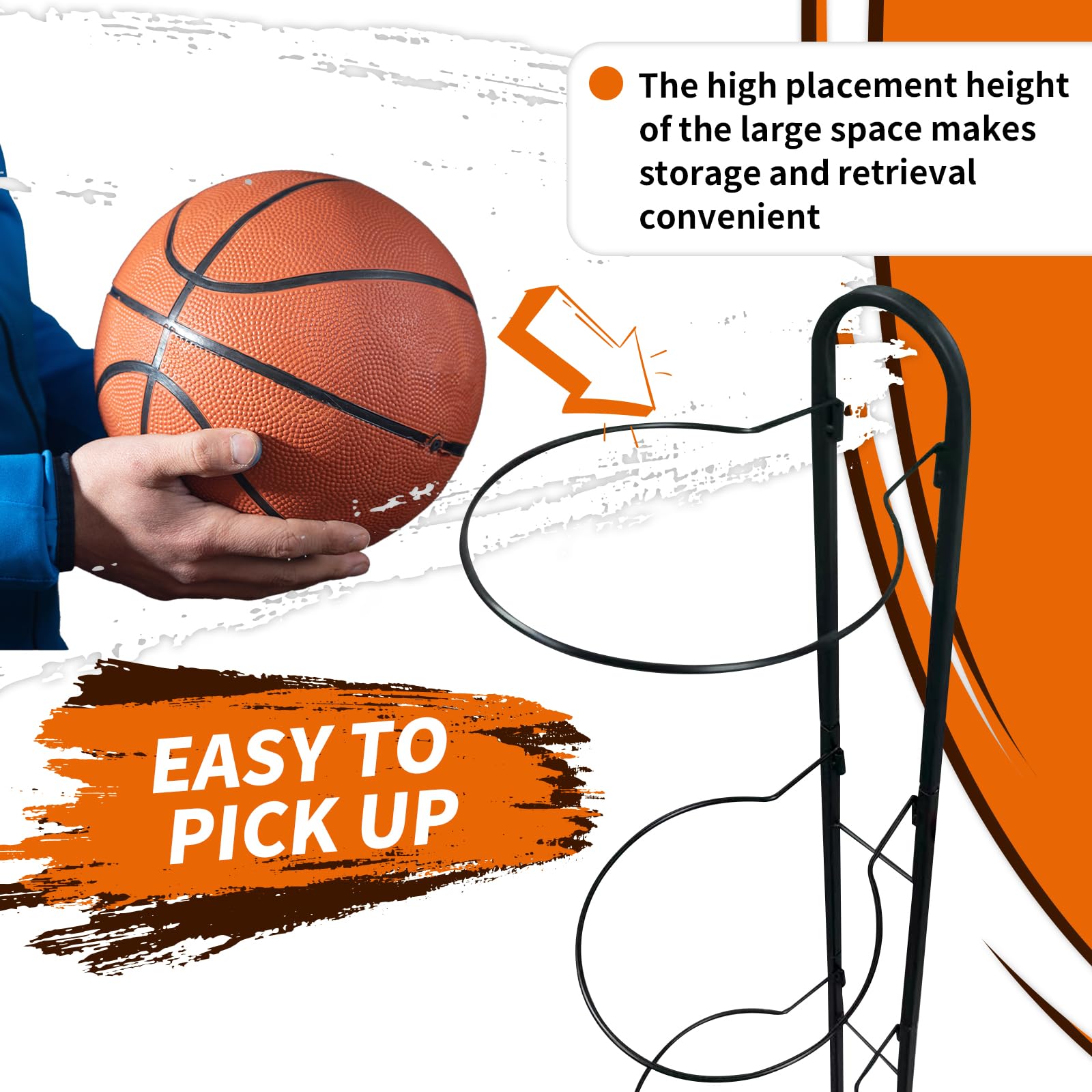 Soporte para Bolas, Soporte Balon Futbol Vertical de 5 Niveles de Metal de Almacenamiento para Bolas de Baloncesto, Estante de Bolas de Interior para Pelotas de Voleibol Deportivas