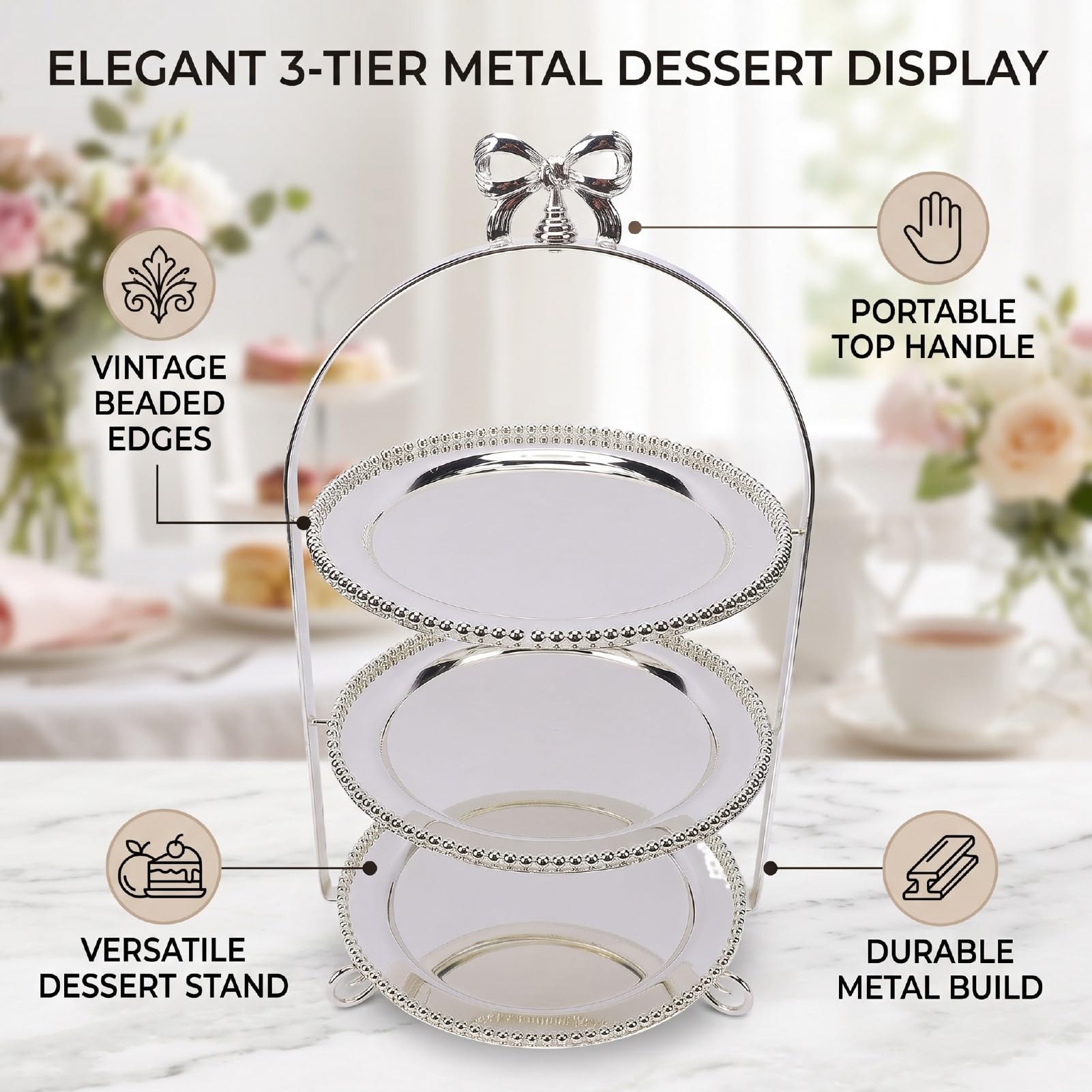 ASHATA 3 Tier Metal Dessert Display Stand per Riunioni Familiari