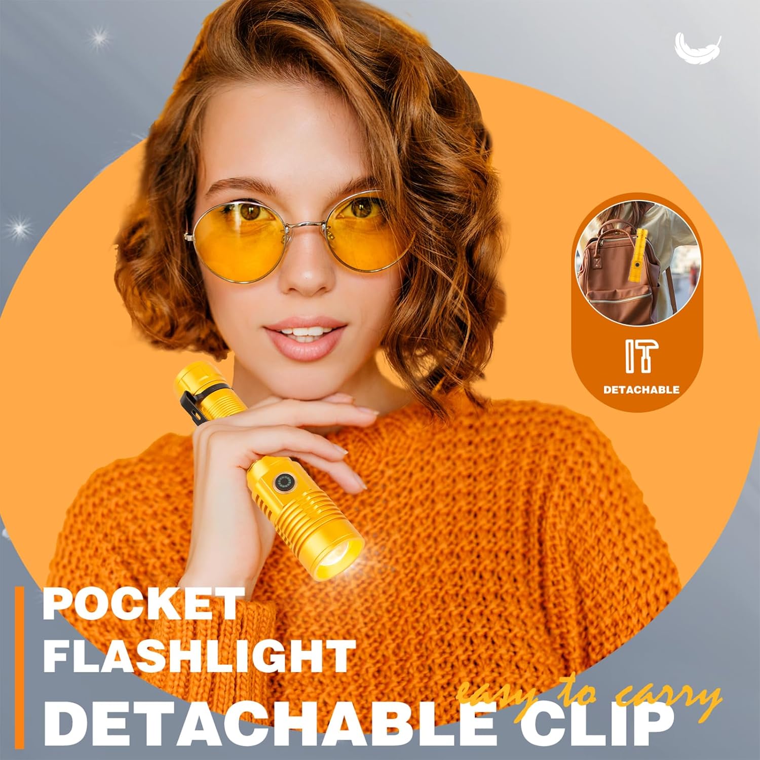 Hoxida Small Tactical Flashlights High Lumens - 1500 Meters Long Beam Super Bright LED Magnetic Flashlight USB Rechargeable Zoomable 5Modes Long Beam Spotlight Flashlight for Hiking, Camping-Gold