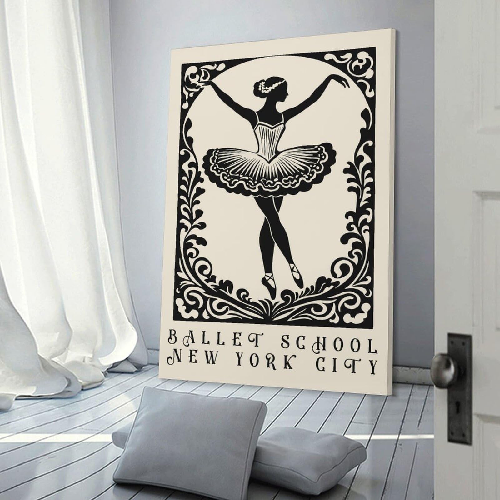 Junmoney Canvas Wall Decor Ballet School New York City, 12x18inch(30x45cm), for Restful Interiors, Bedrooms Or Small Rooms, Canvas Wall Decor for Personal Spaces