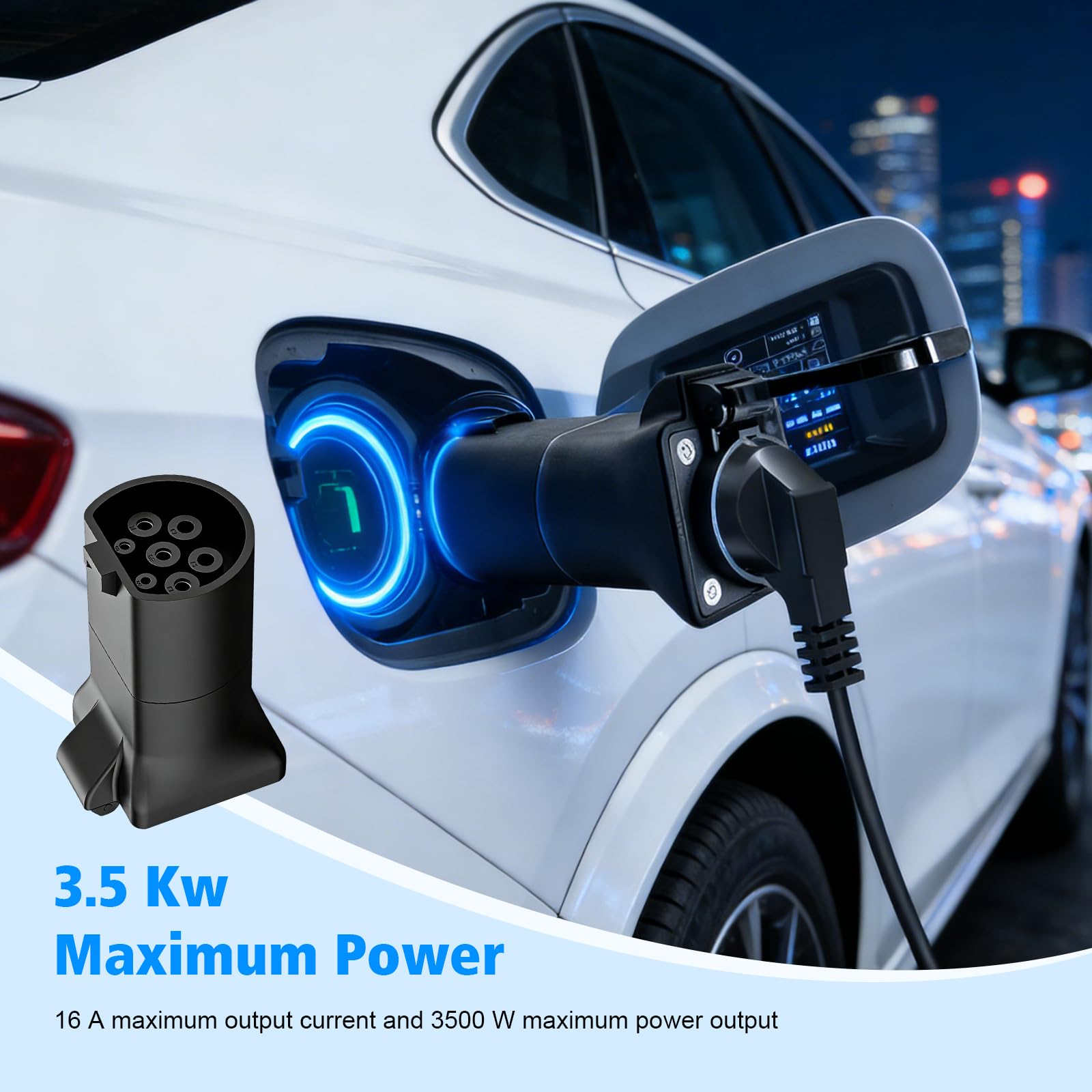 Adapter Schuko typu 2 V2L do MG EV, adapter do ładowania 3,5 kW, 16 A do MG4, MG5, MG ZS, MG Marvel R, typ 2, ładowarka do elektrycznych rowerów, skuterów, elektrycznych wózków inwalidzkich