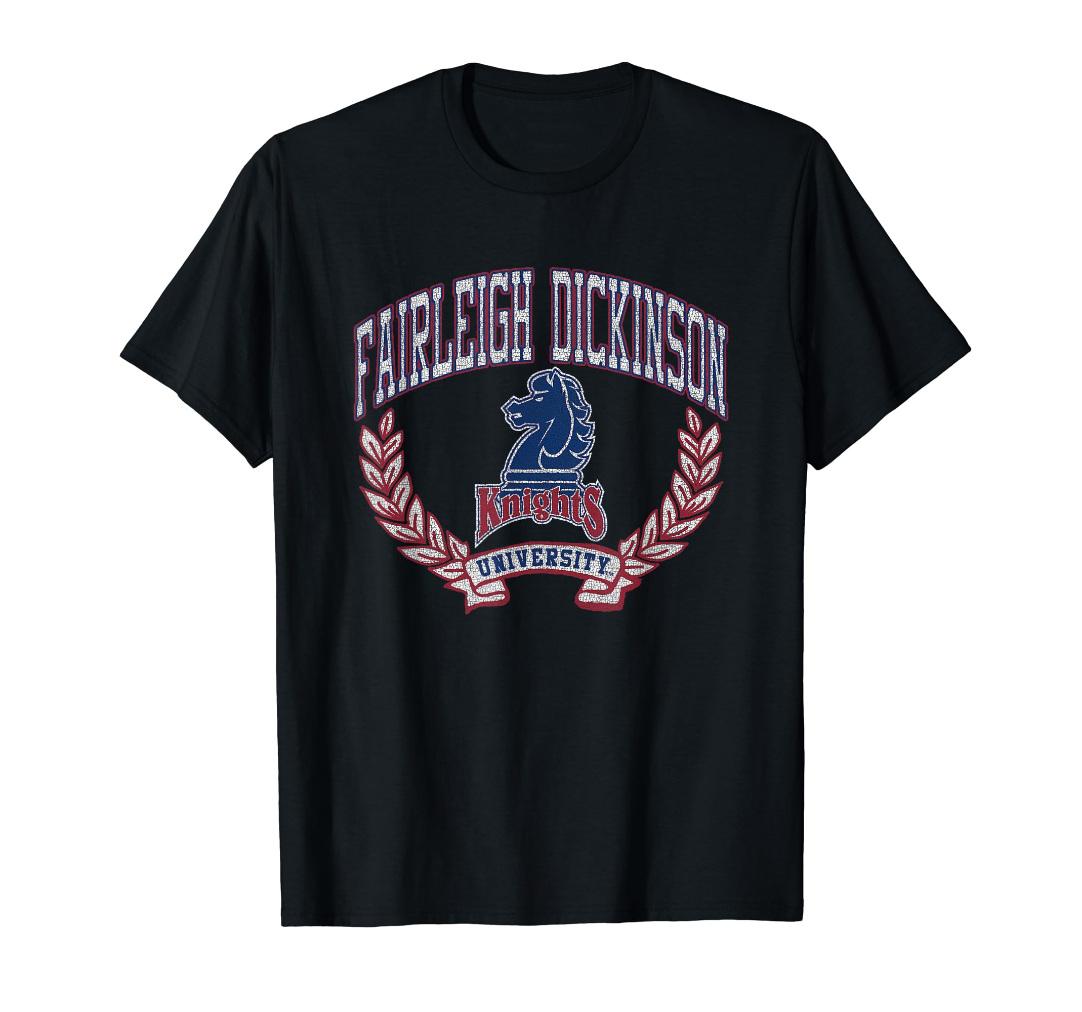 Fairleigh Dickinson Knights Vintage Logo T-Shirt - Black, Unisex-Adults, Small, Short Sleeve