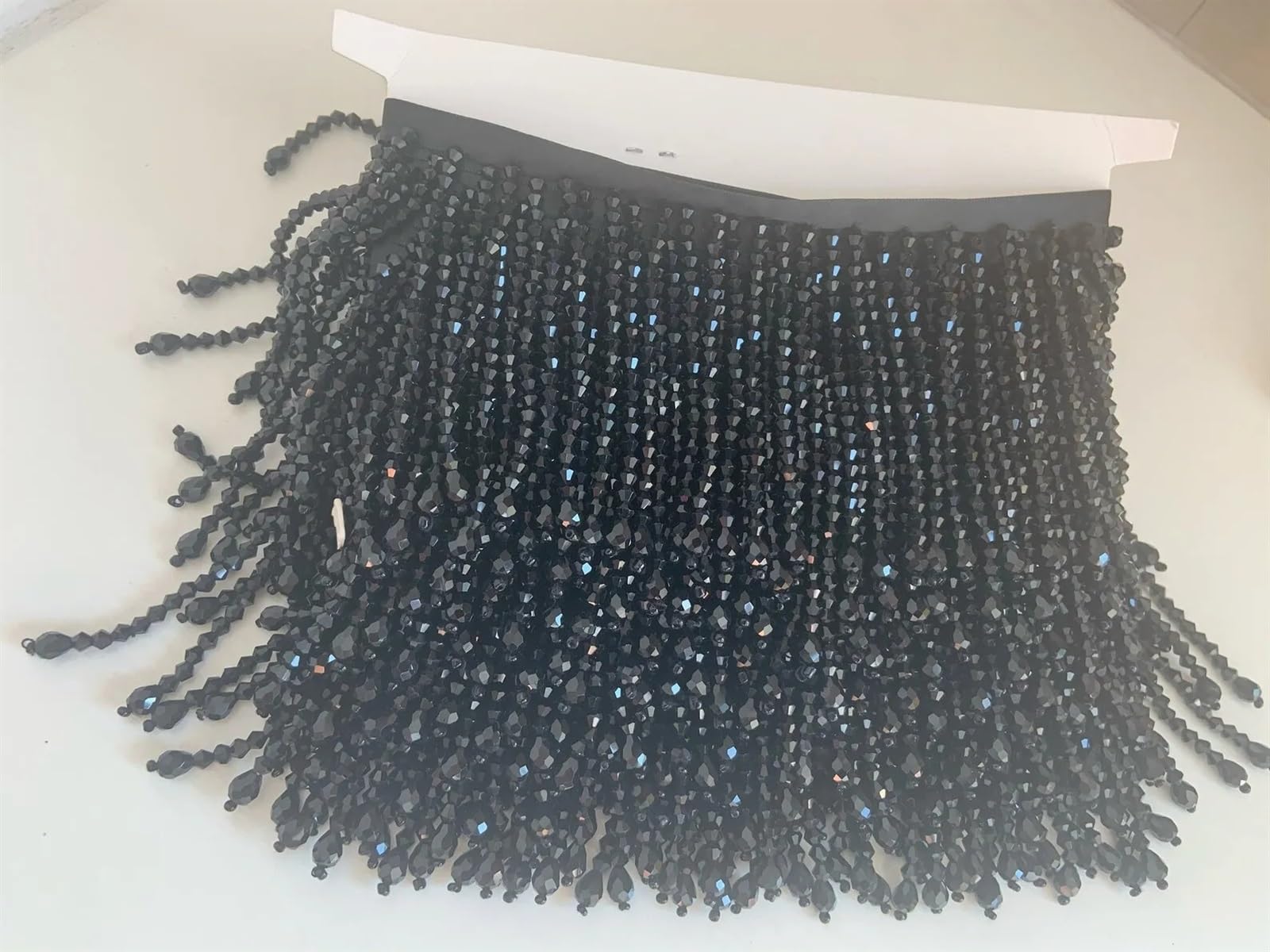 Fransenborte 1 Yard 3,9 Zoll Kristallperlen-Fransenbesatz for Couture-Tanzkostüme, glitzernde Tan-Braun-Kristallquaste for lateinamerikanische Kleidung, Tanzkleidung