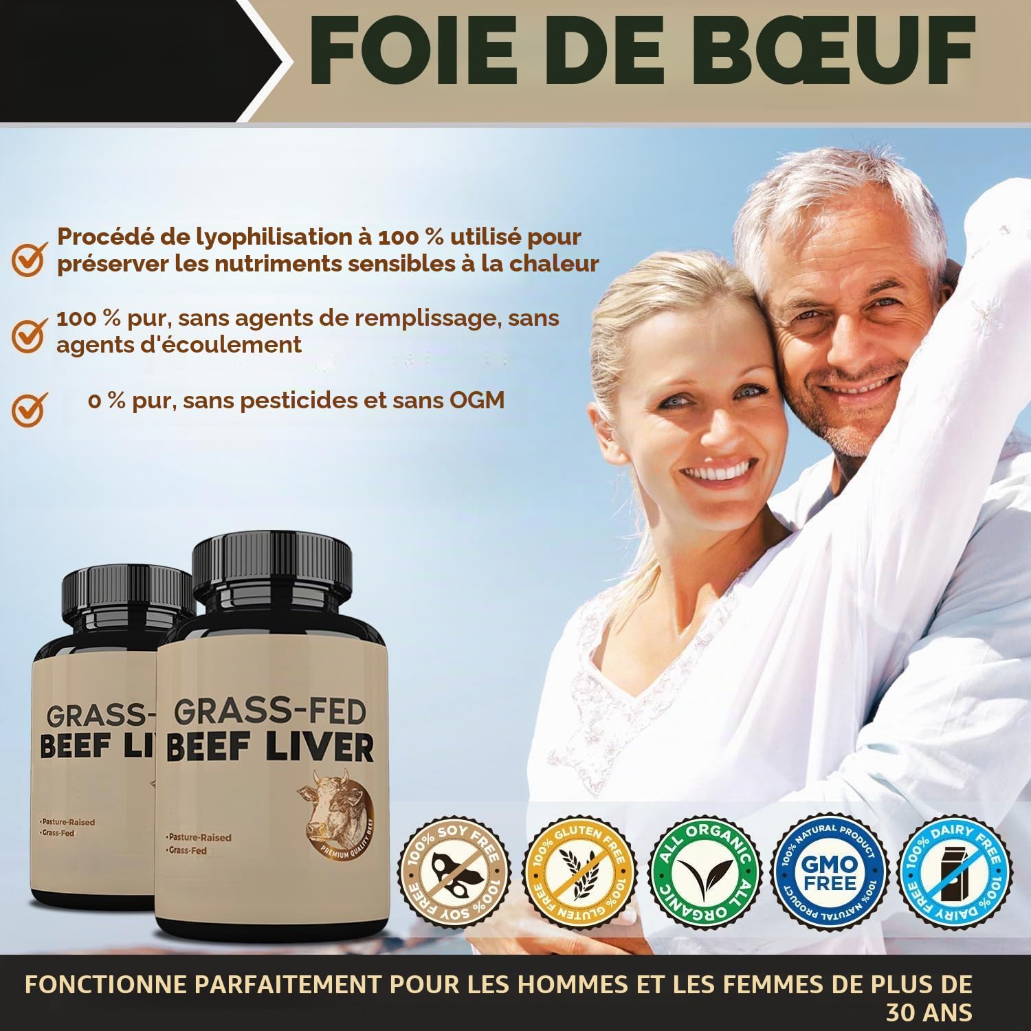 Complexe de foie de bœuf nourri à l'herbe | Riche en nutriments nécessaires aux organes internes humains | Aide votre corps à rester fort