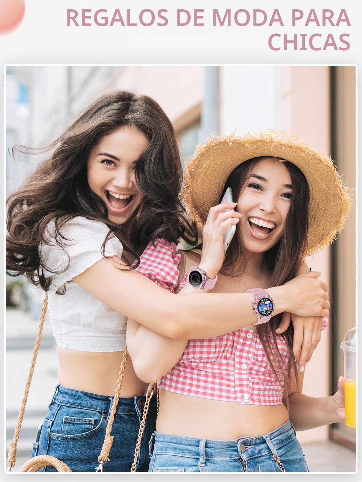 Smartwatch Hombre Mujer 1.43" HD Smartwatch con Llamadas Whatsapp, 1ATM Impermeable, 107+ Modos Deportivos, Seguimiento del sueño, cardíaco para Android iOS (KC80-Pink)