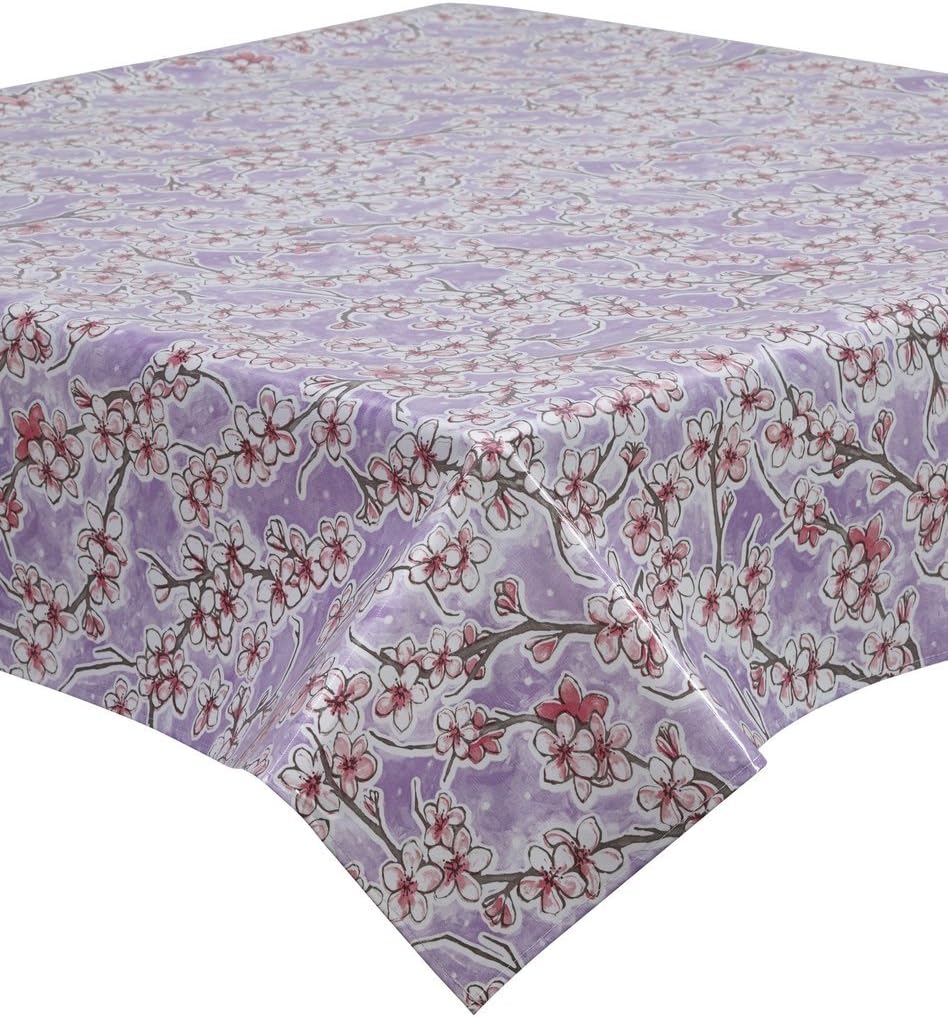 Cherry Blossom Lavender Oilcloth Tablecloth You Pick The Size